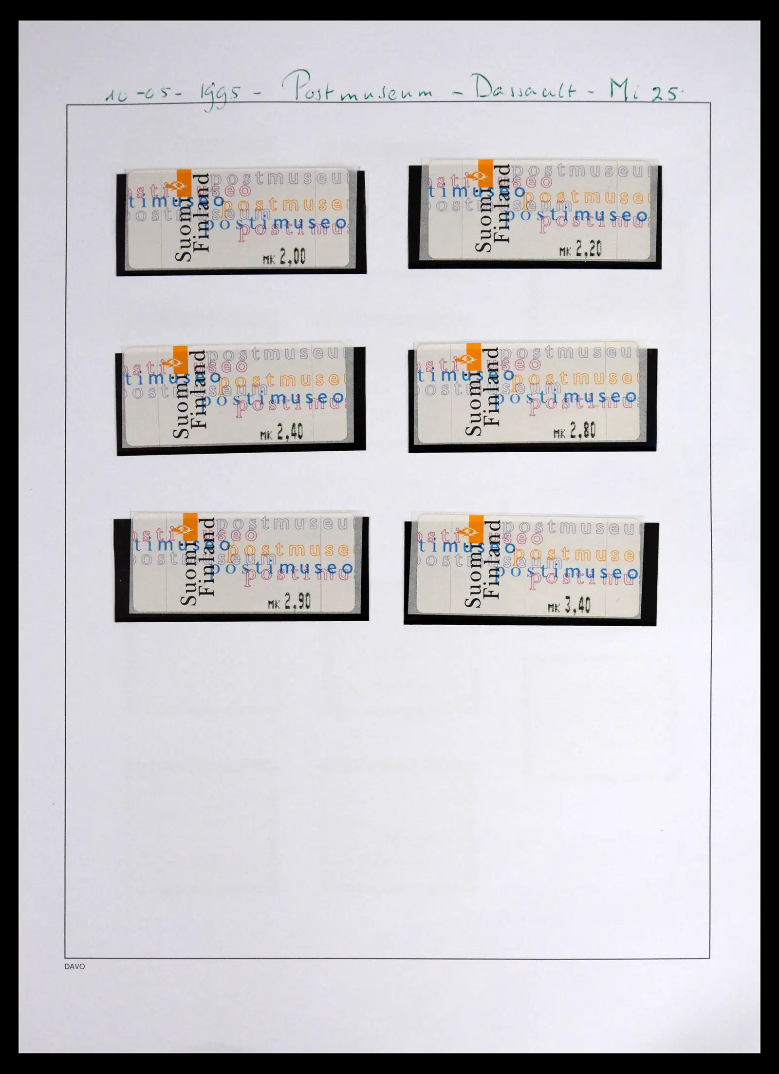 41562 0041 - Stamp collection 41562 Finland machine vending stamps 1982-2003.