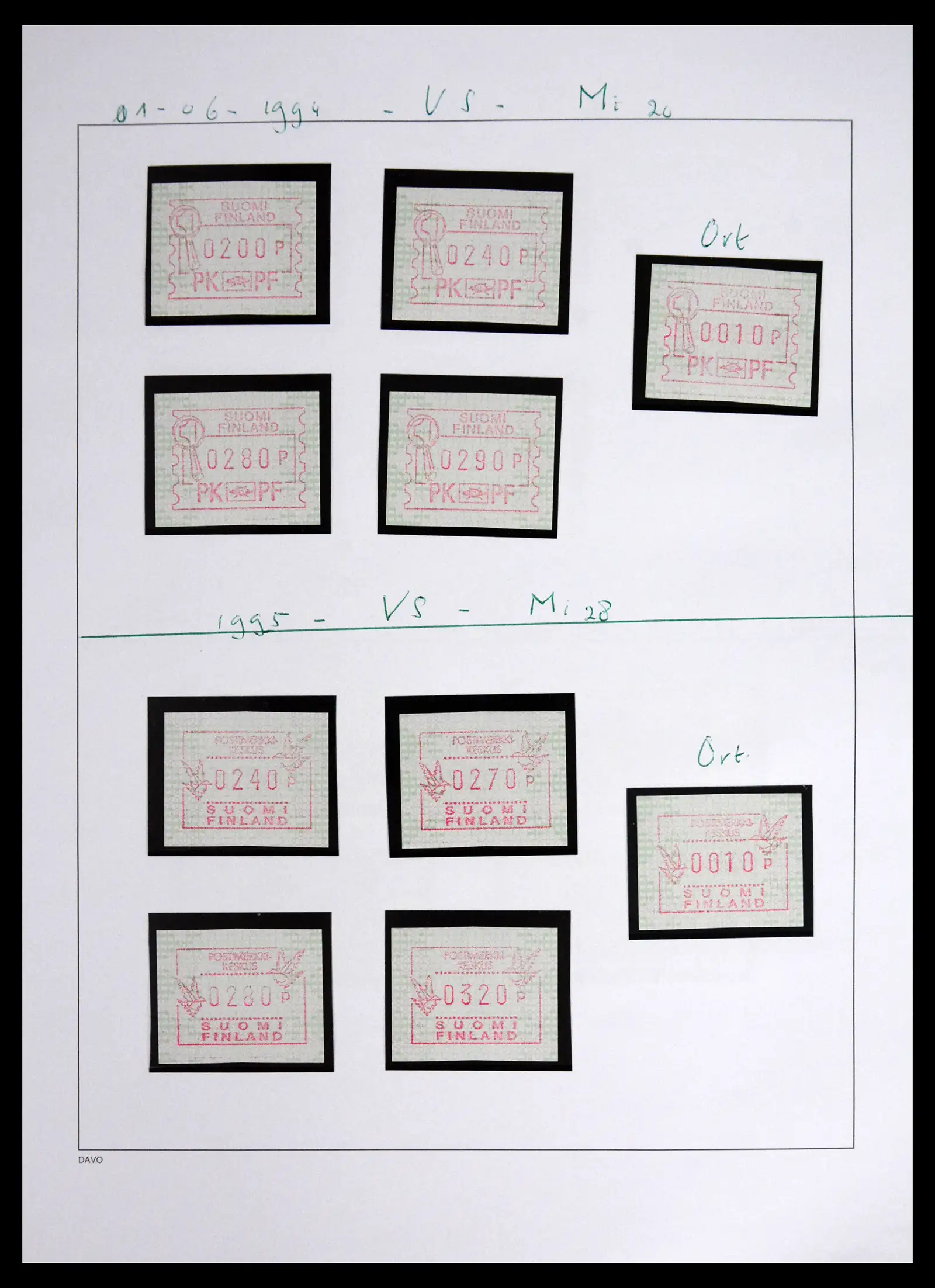 41562 0042 - Stamp collection 41562 Finland machine vending stamps 1982-2003.