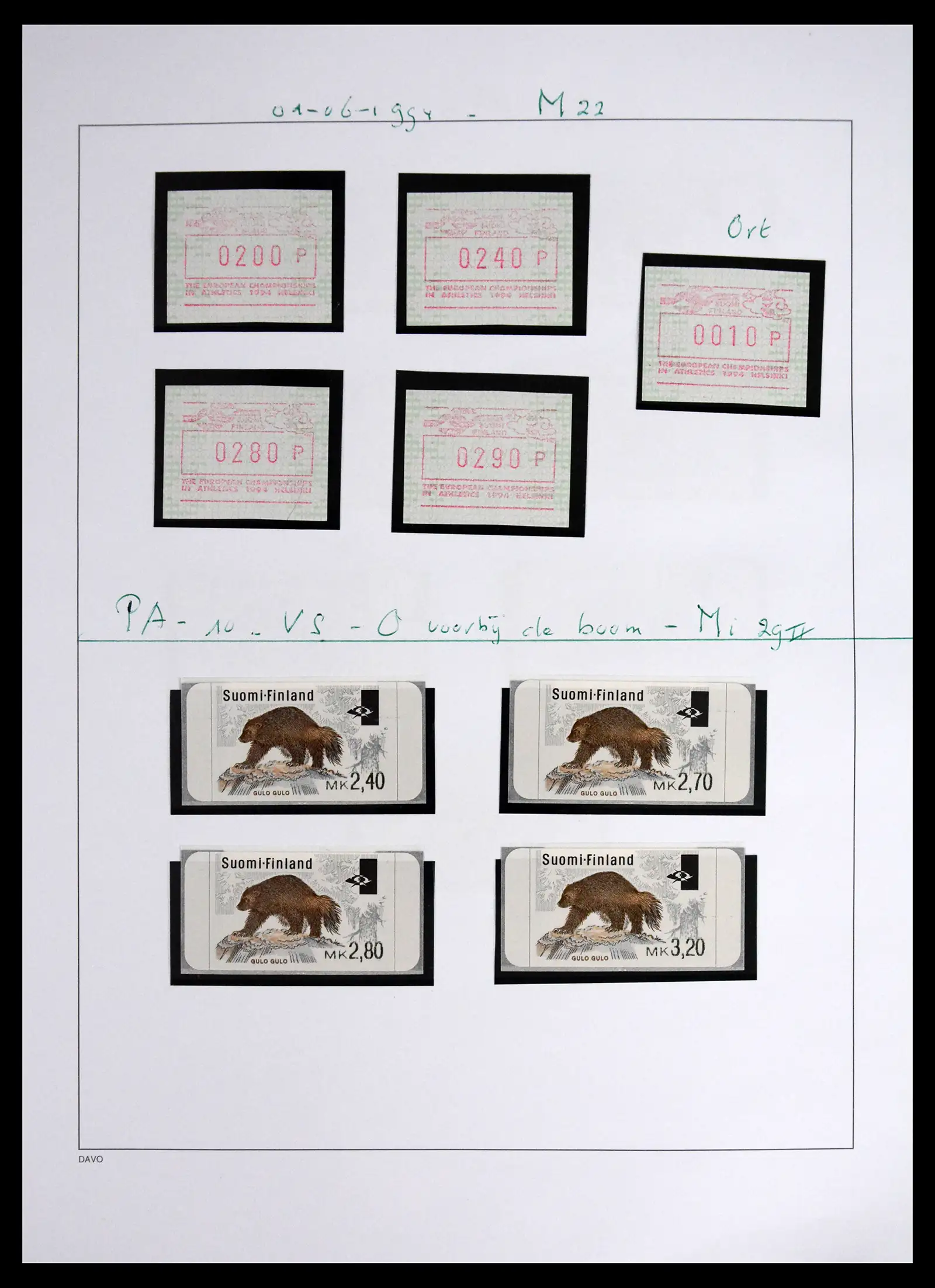 41562 0043 - Stamp collection 41562 Finland machine vending stamps 1982-2003.