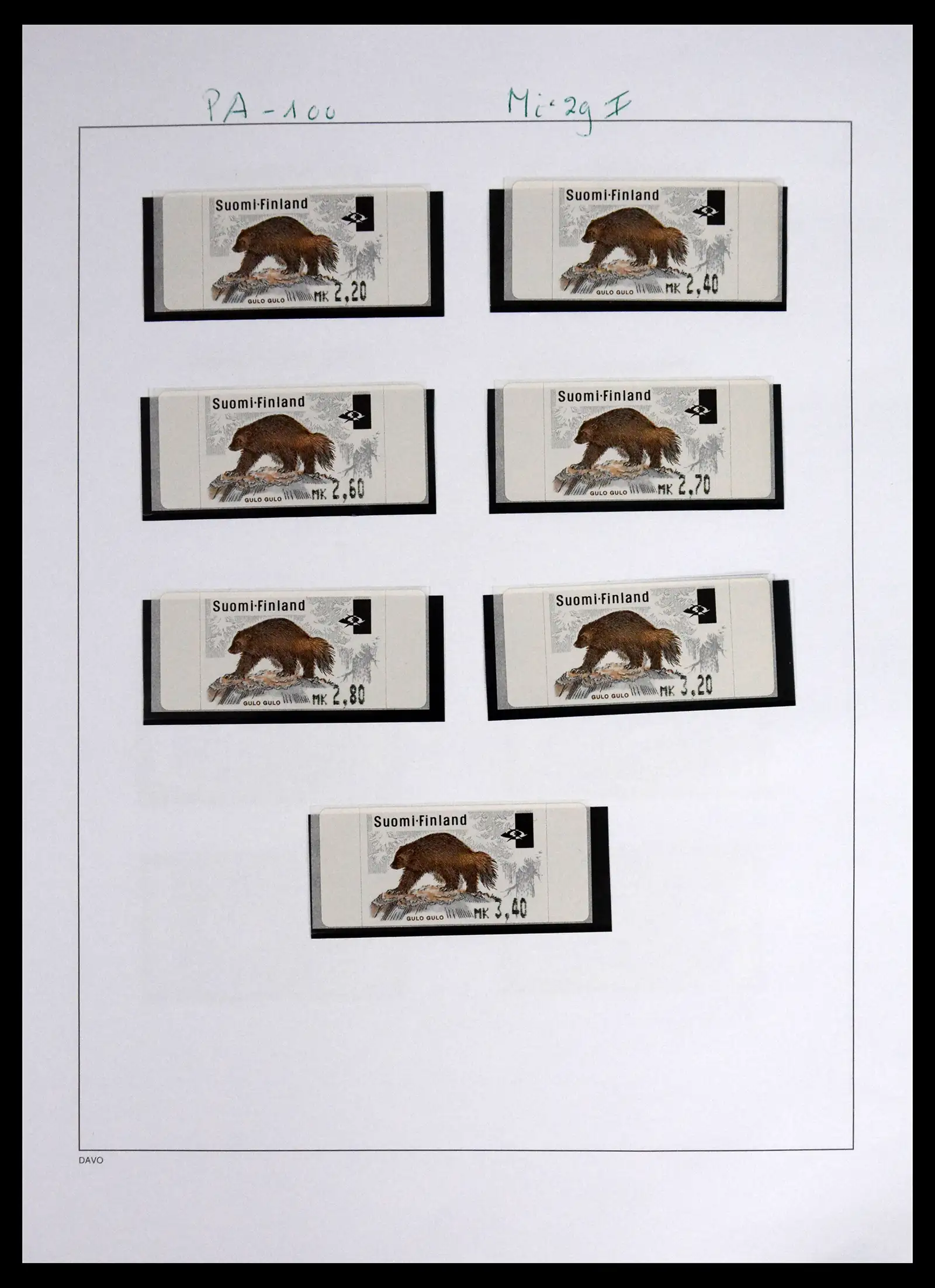 41562 0045 - Stamp collection 41562 Finland machine vending stamps 1982-2003.