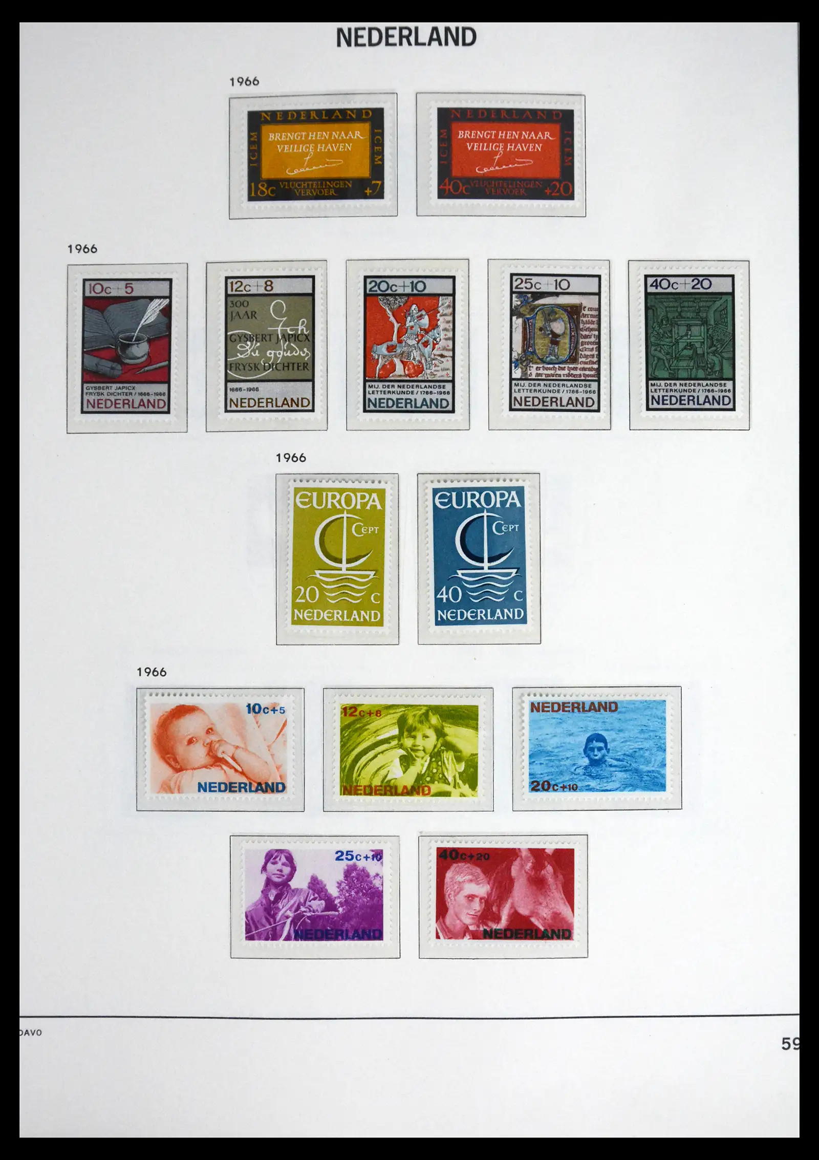 41590 0059 - Postzegelverzameling 41590 Nederland compleet 1852-1977.