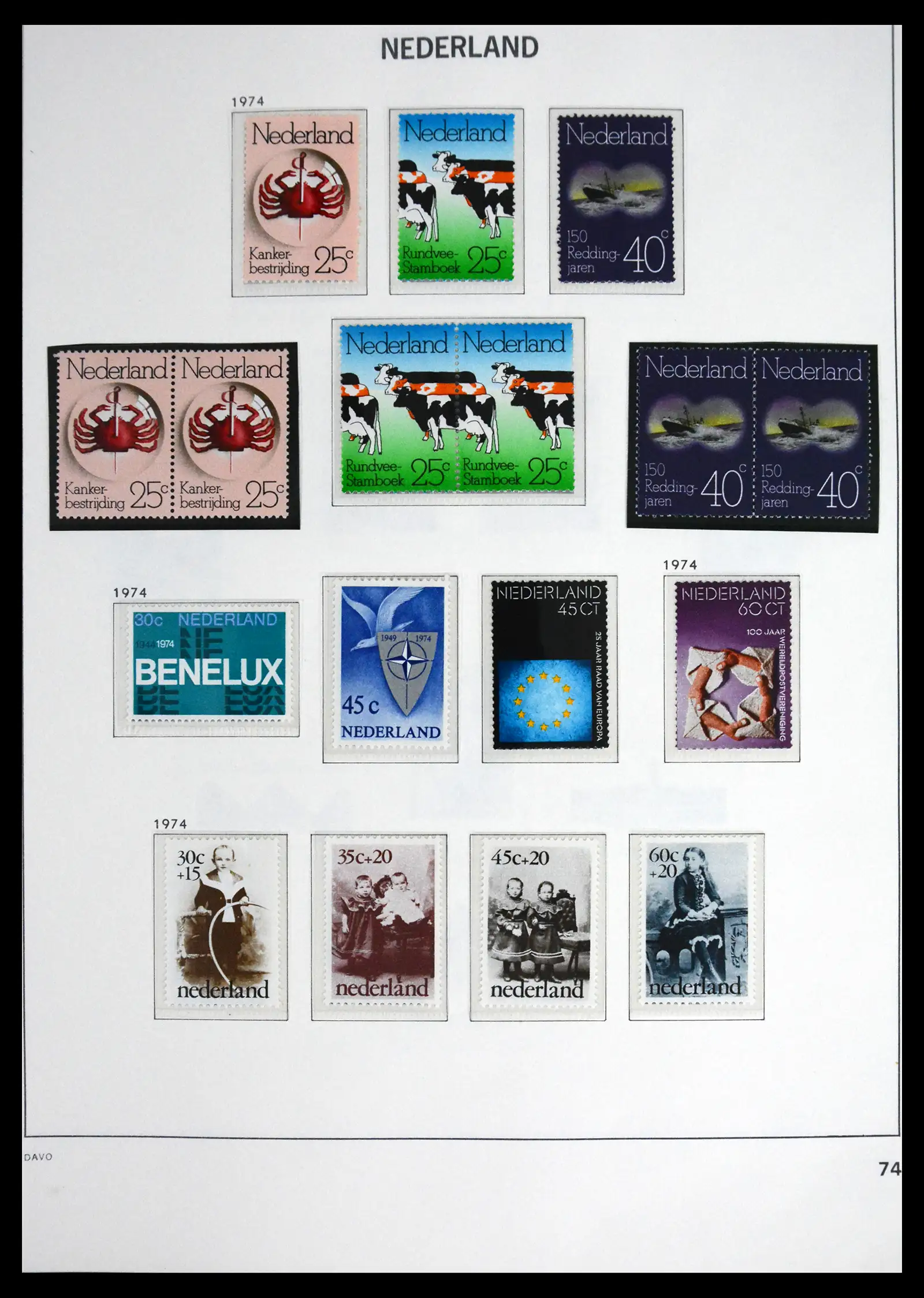 41590 0074 - Postzegelverzameling 41590 Nederland compleet 1852-1977.