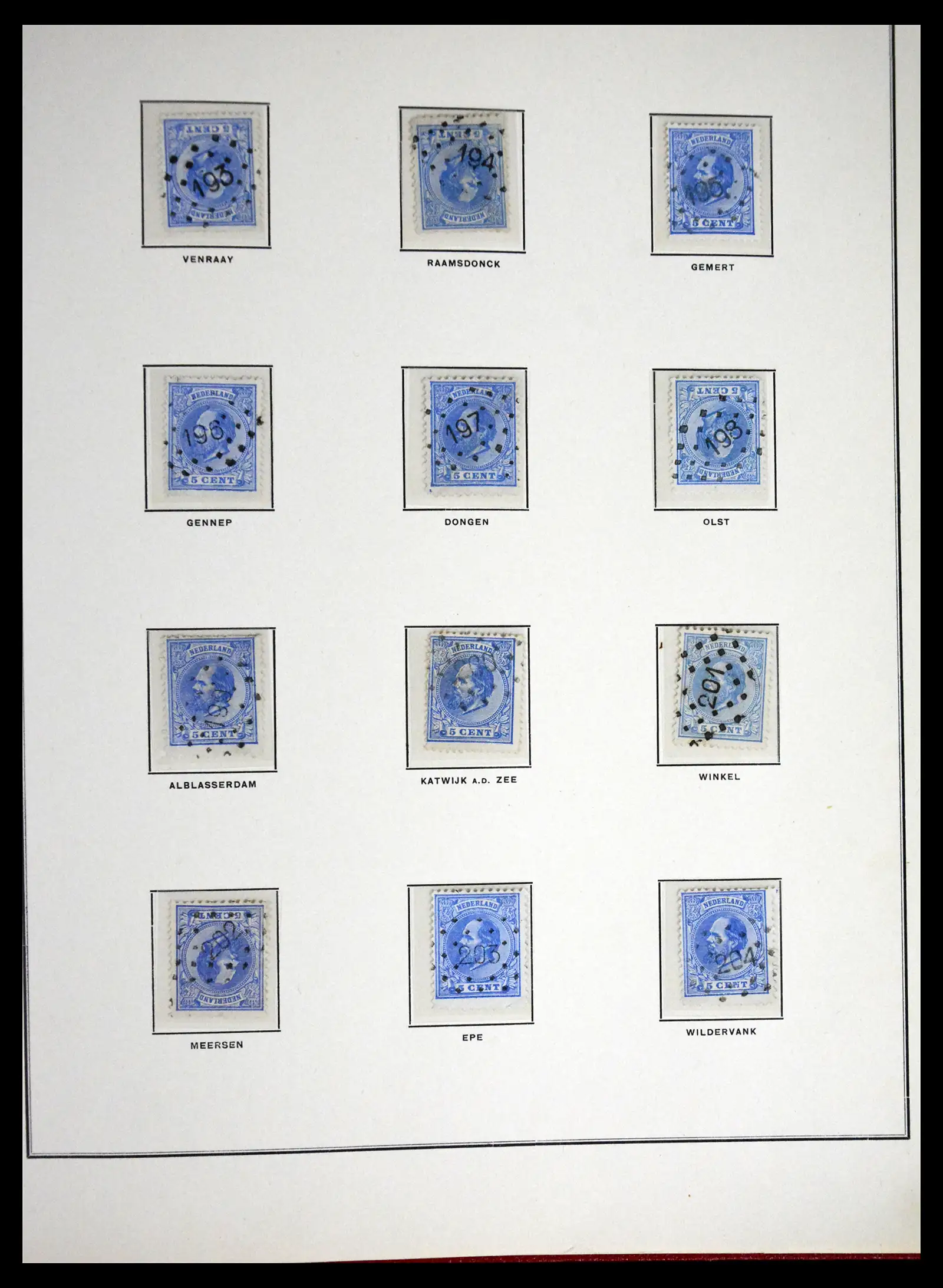 41618 0017 - Postzegelverzameling 41618 Nederland puntstempels.