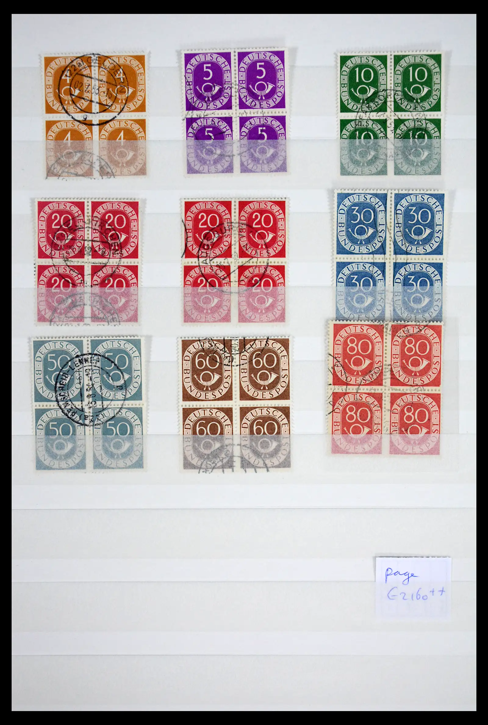 41633 0001 - Postzegelverzameling 41633 Bund posthorn/Heuss paren 191-1960.