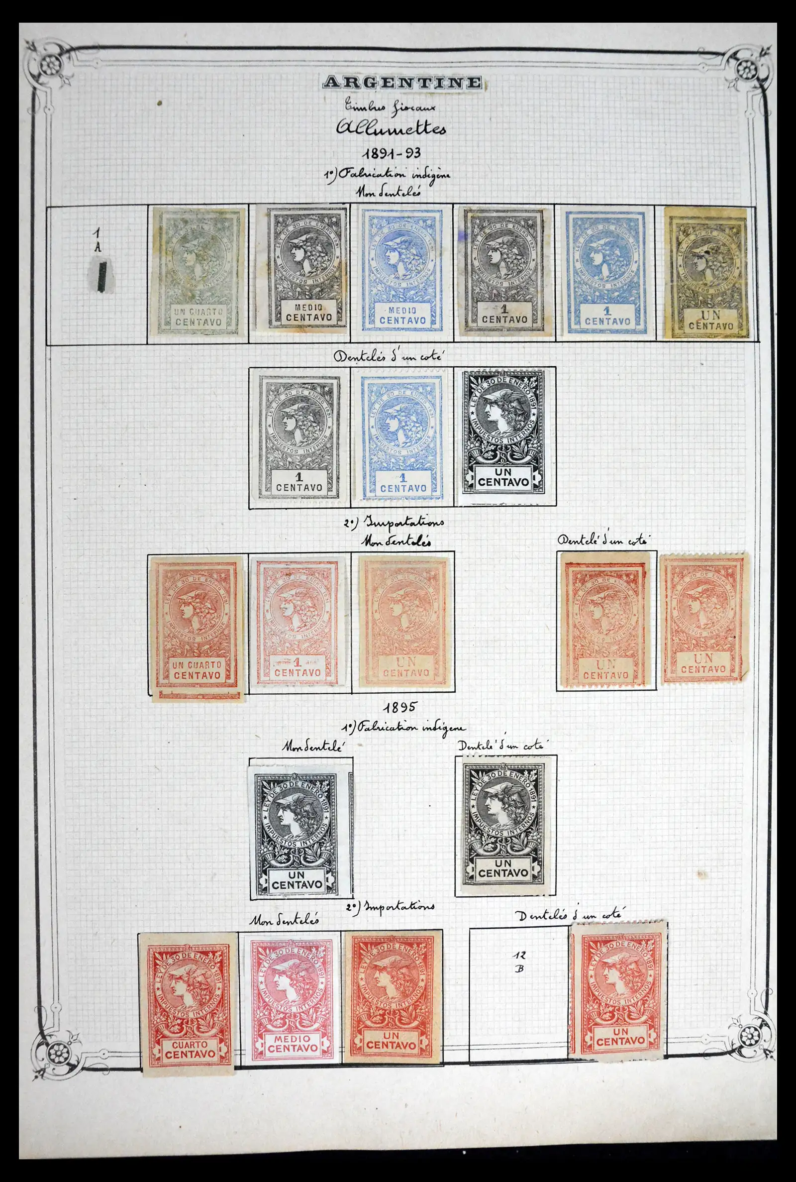 41645 0001 - Postzegelverzameling 41645 Argentinië fiscaal 1878-1920.