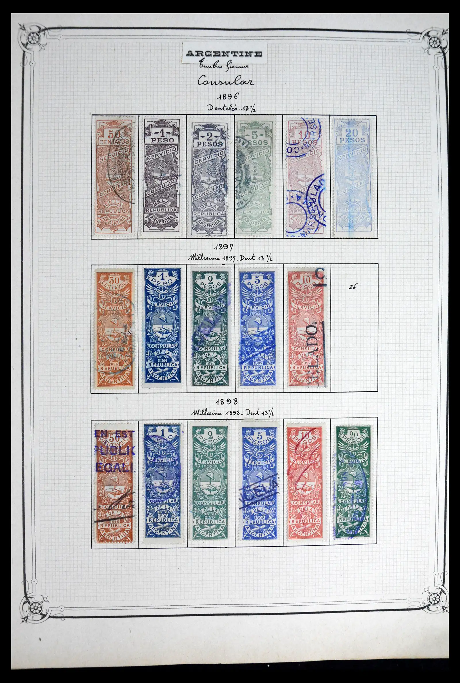41645 0003 - Postzegelverzameling 41645 Argentinië fiscaal 1878-1920.