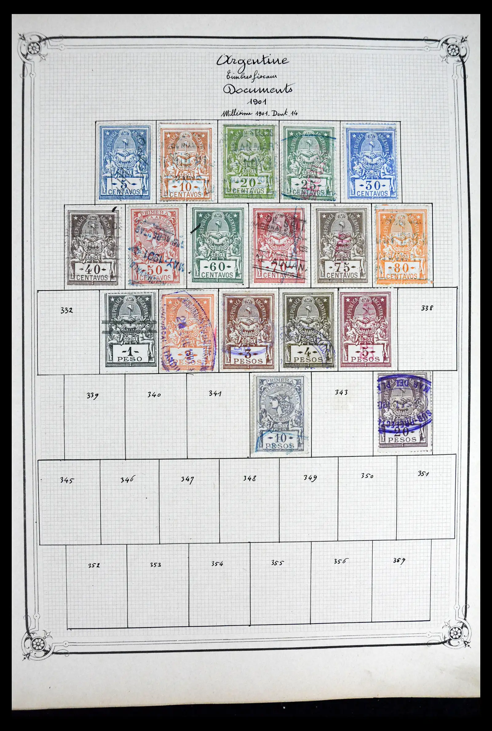 41645 0019 - Postzegelverzameling 41645 Argentinië fiscaal 1878-1920.