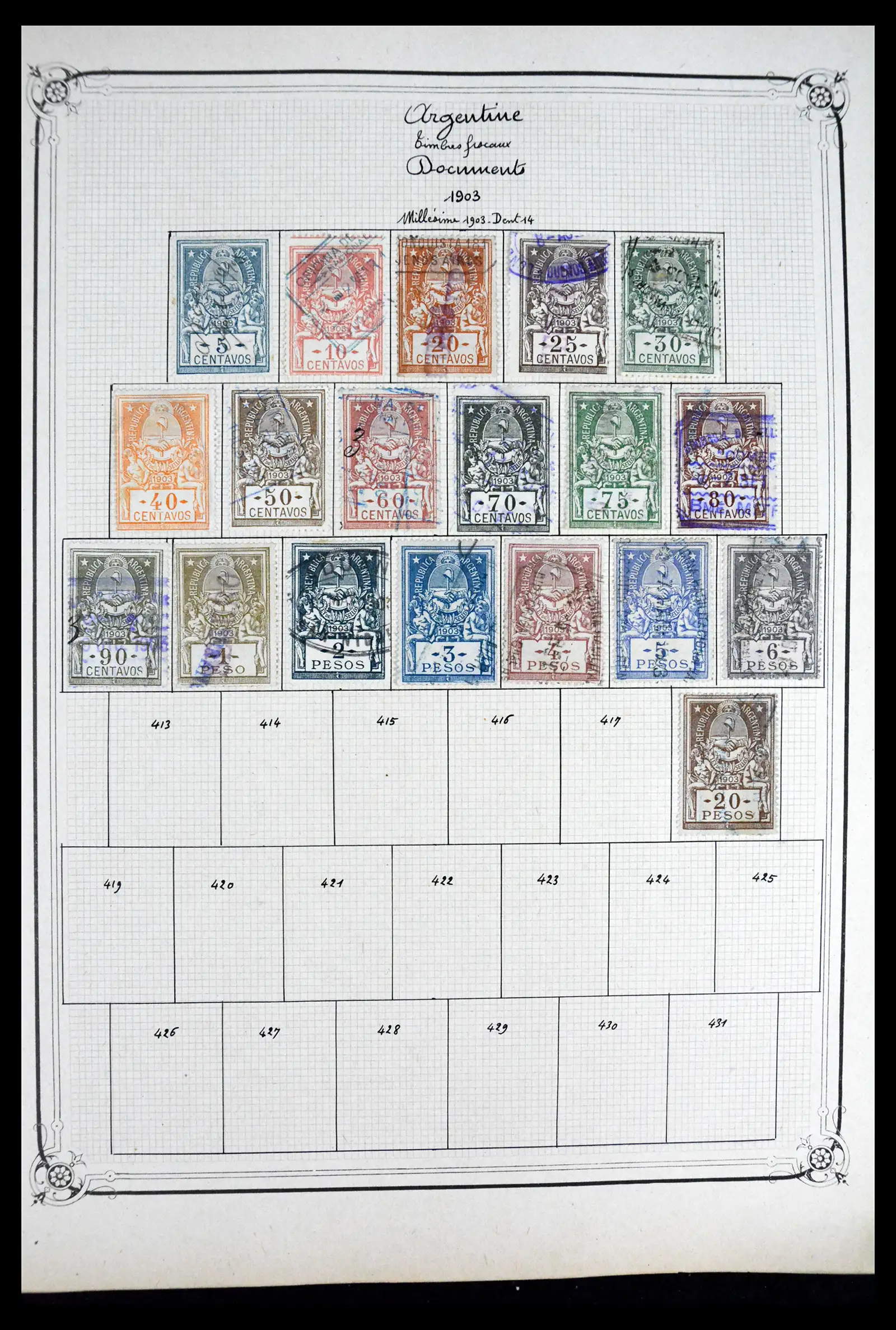 41645 0021 - Postzegelverzameling 41645 Argentinië fiscaal 1878-1920.