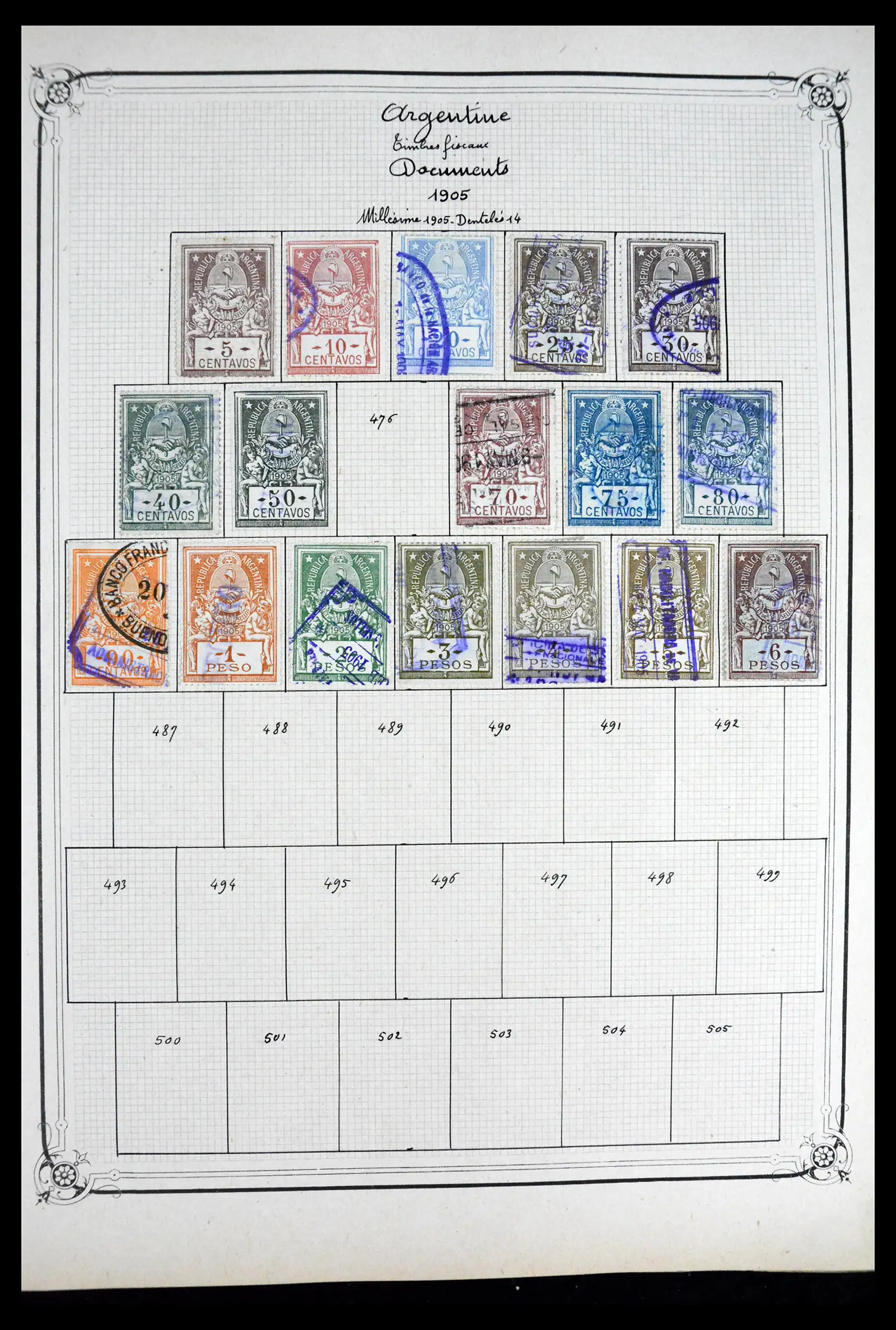 41645 0023 - Postzegelverzameling 41645 Argentinië fiscaal 1878-1920.