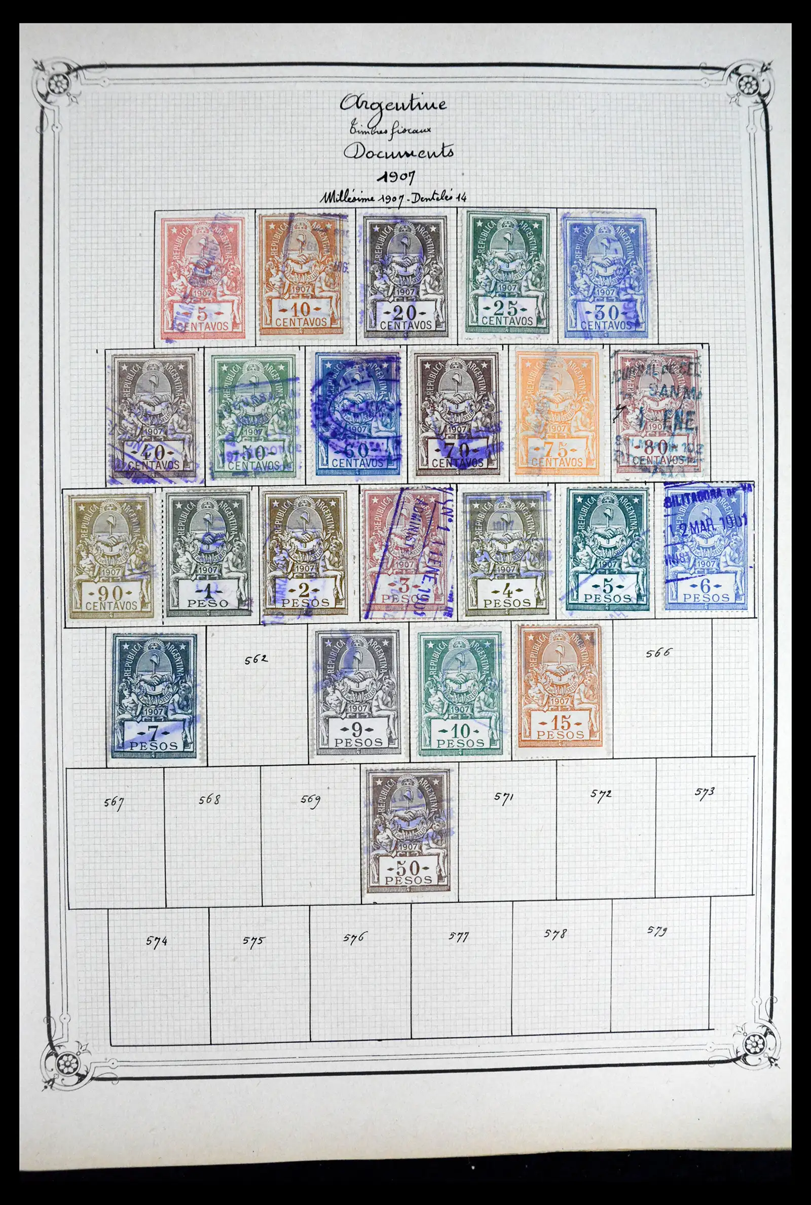 41645 0025 - Postzegelverzameling 41645 Argentinië fiscaal 1878-1920.