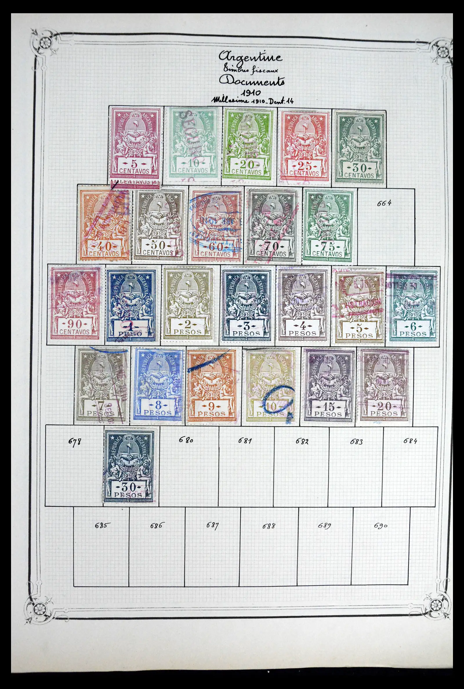 41645 0028 - Postzegelverzameling 41645 Argentinië fiscaal 1878-1920.