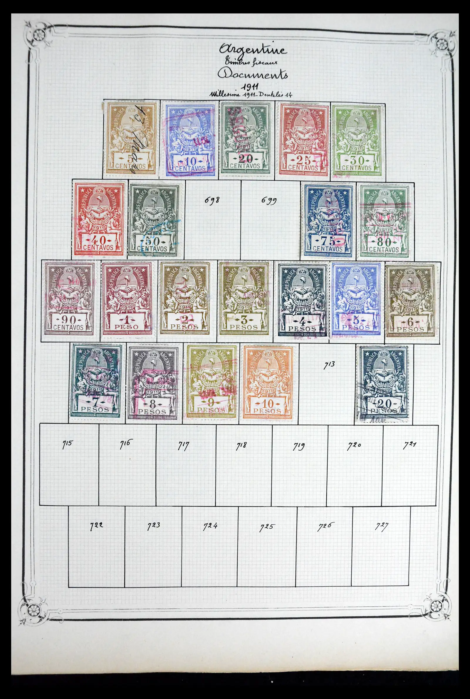 41645 0029 - Postzegelverzameling 41645 Argentinië fiscaal 1878-1920.
