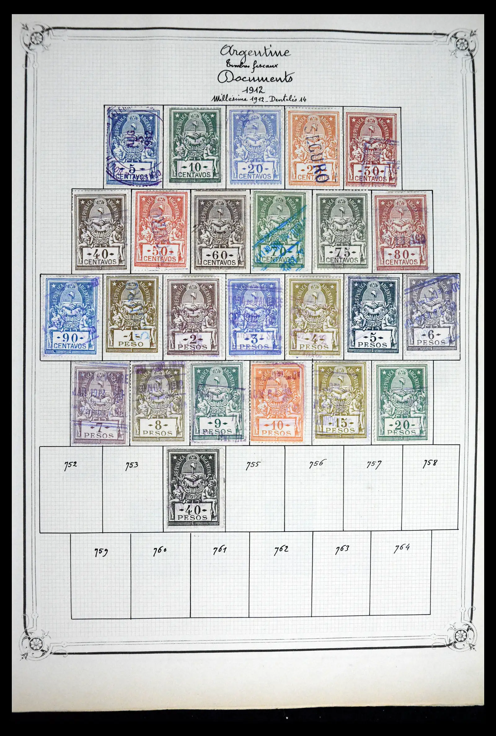 41645 0030 - Postzegelverzameling 41645 Argentinië fiscaal 1878-1920.