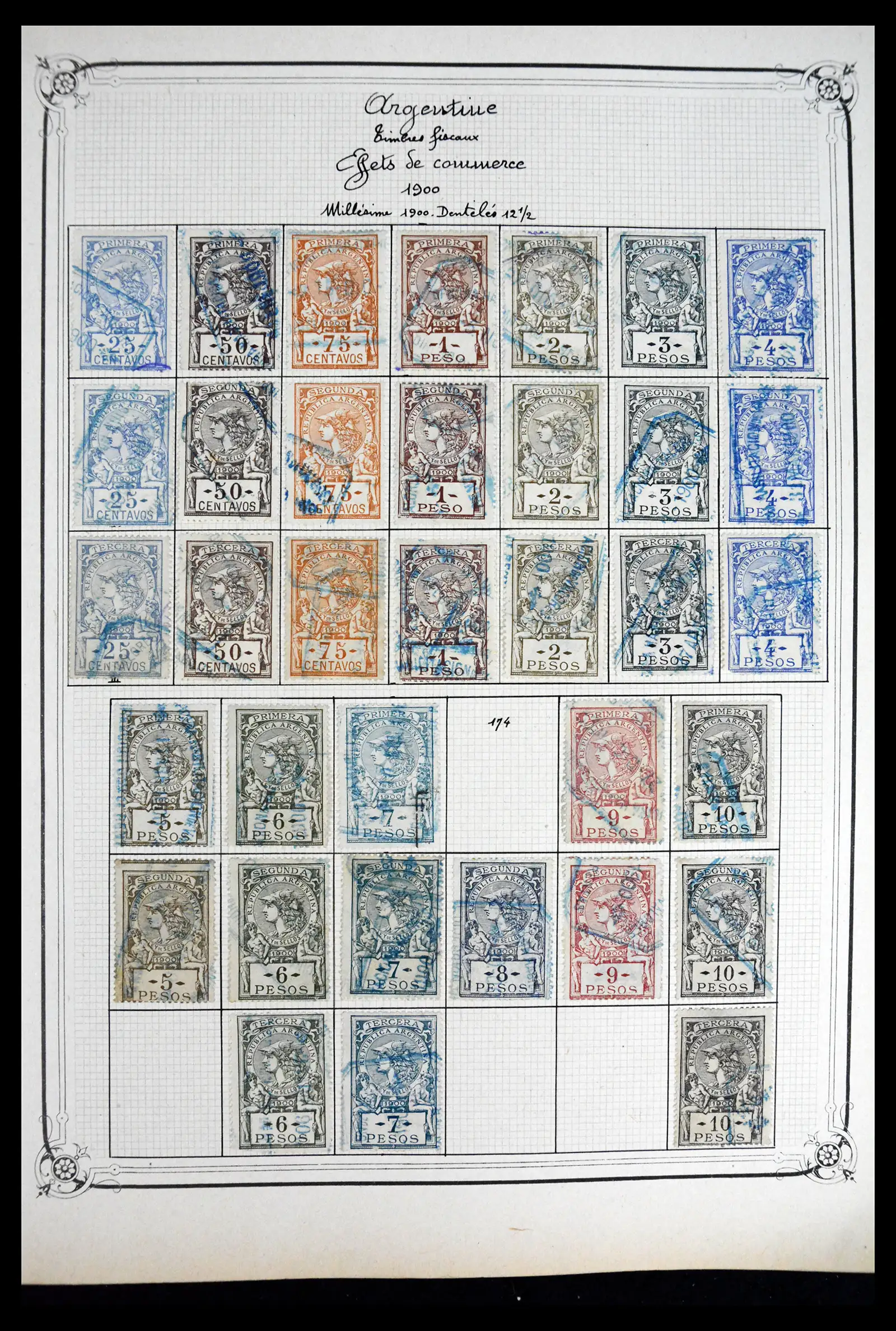 41645 0045 - Postzegelverzameling 41645 Argentinië fiscaal 1878-1920.