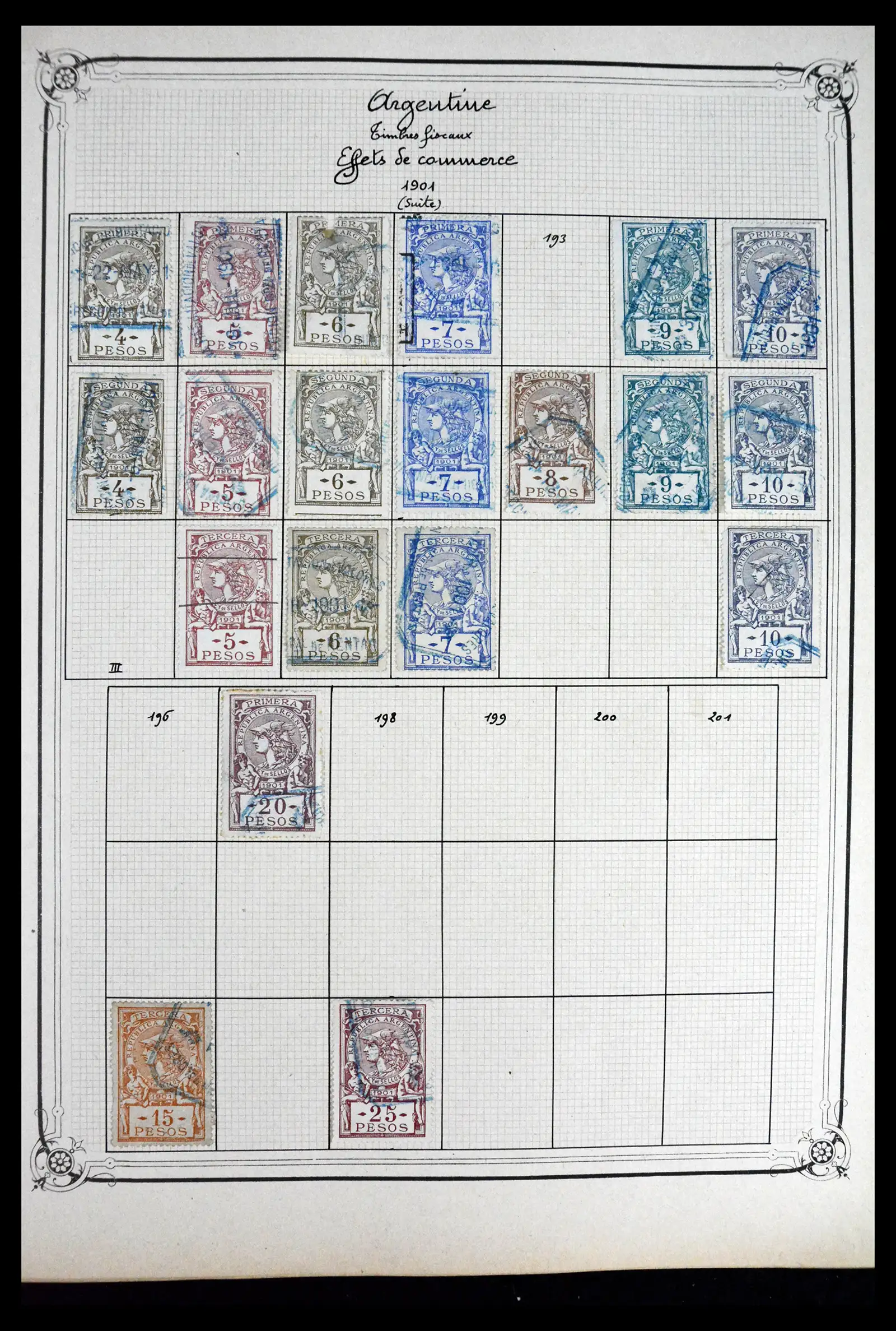 41645 0047 - Postzegelverzameling 41645 Argentinië fiscaal 1878-1920.