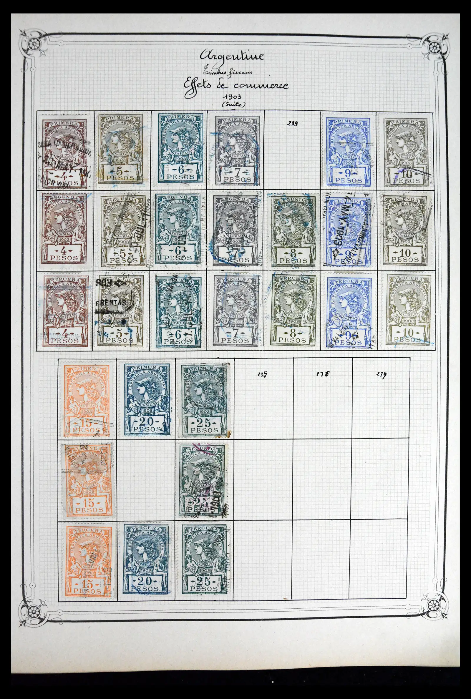 41645 0050 - Postzegelverzameling 41645 Argentinië fiscaal 1878-1920.
