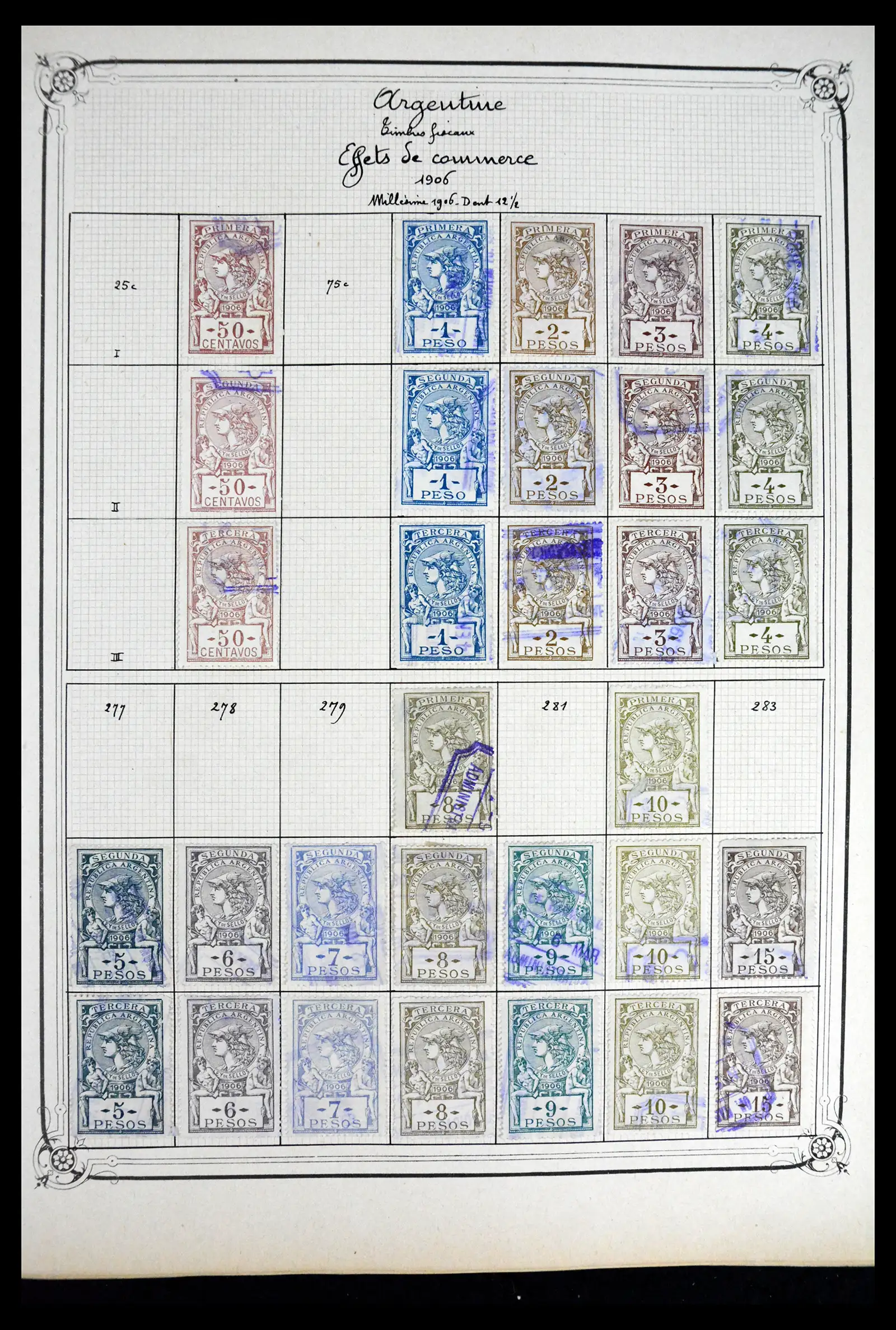 41645 0054 - Postzegelverzameling 41645 Argentinië fiscaal 1878-1920.