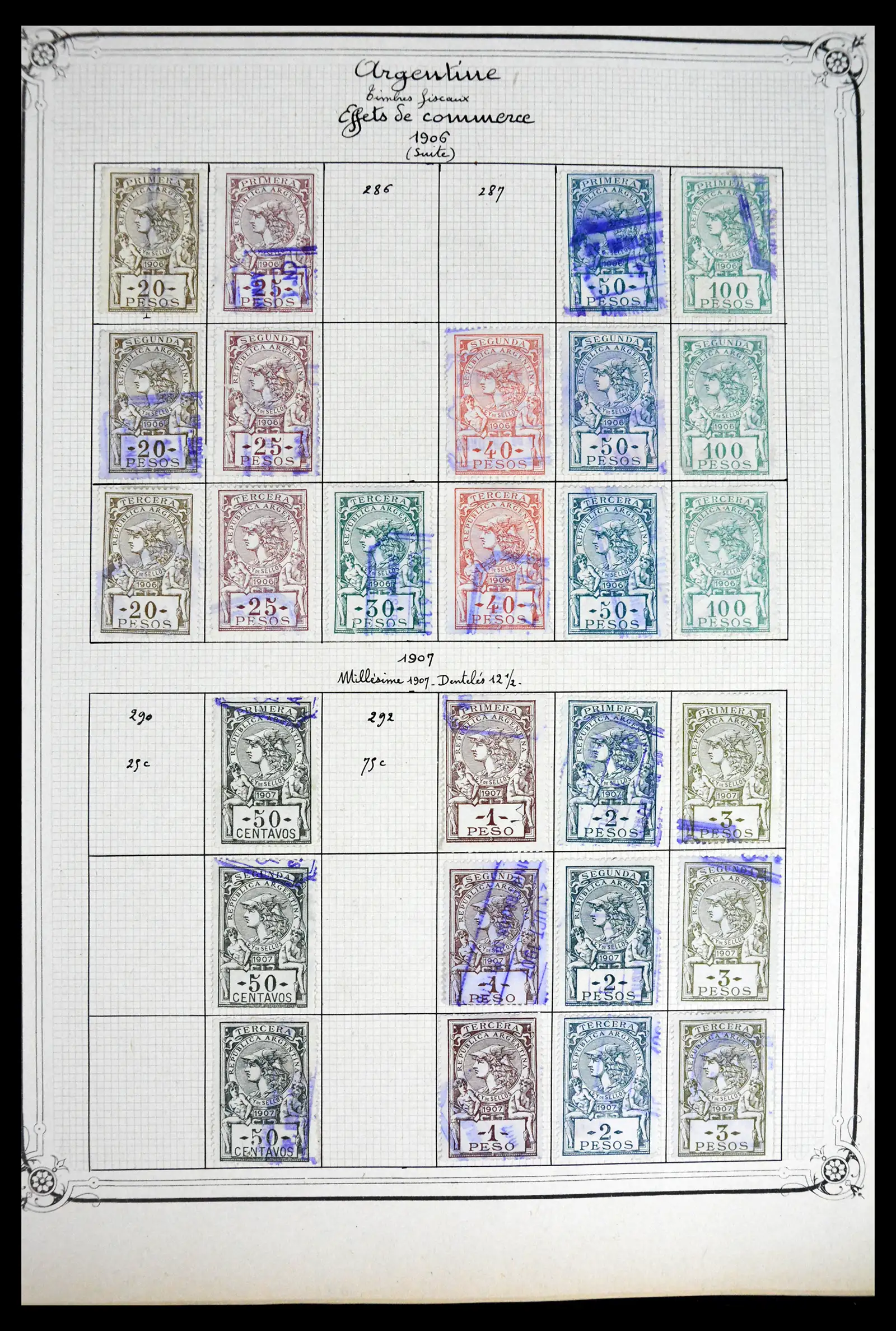 41645 0055 - Postzegelverzameling 41645 Argentinië fiscaal 1878-1920.