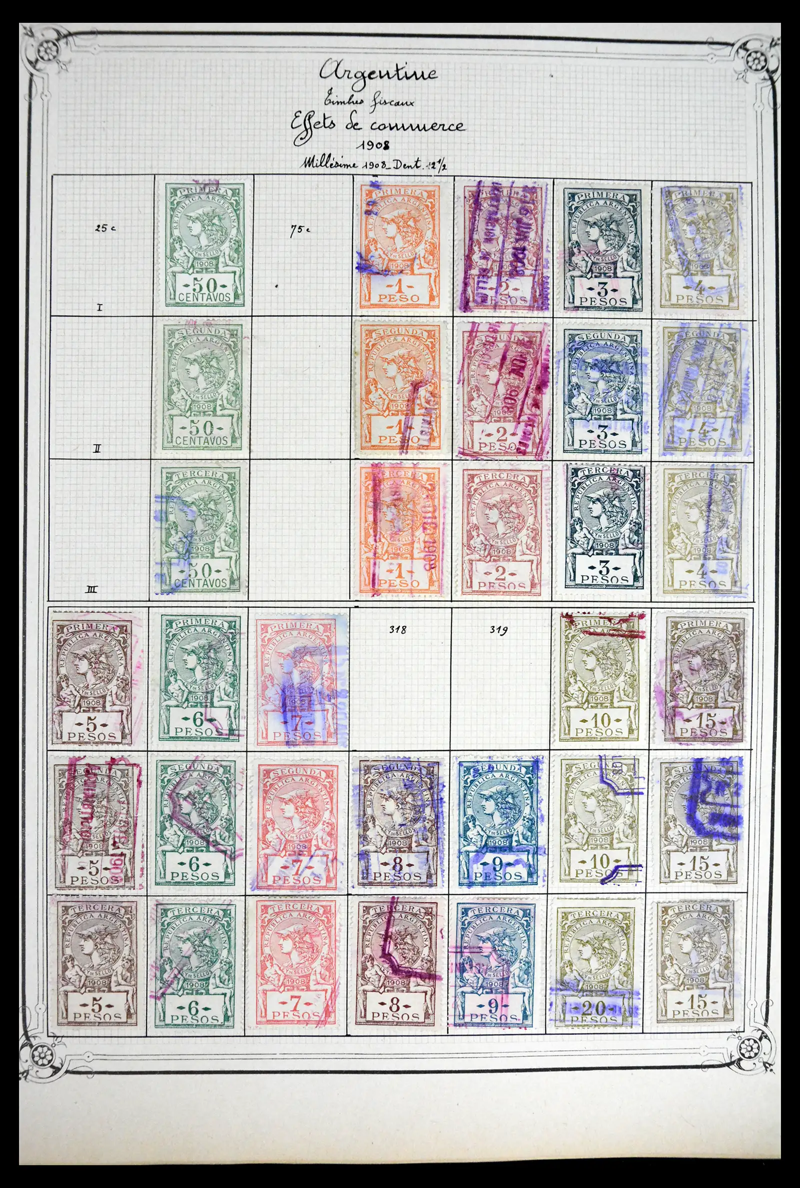 41645 0057 - Postzegelverzameling 41645 Argentinië fiscaal 1878-1920.