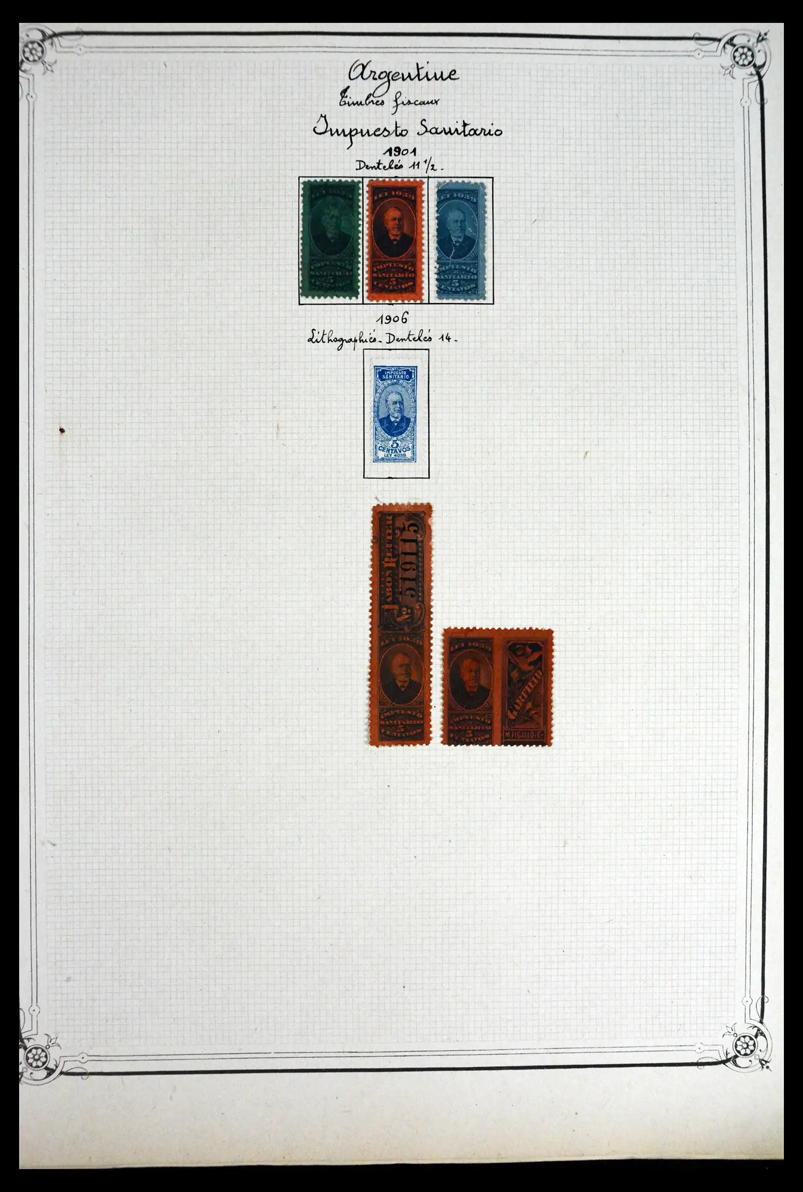 41645 0066 - Postzegelverzameling 41645 Argentinië fiscaal 1878-1920.