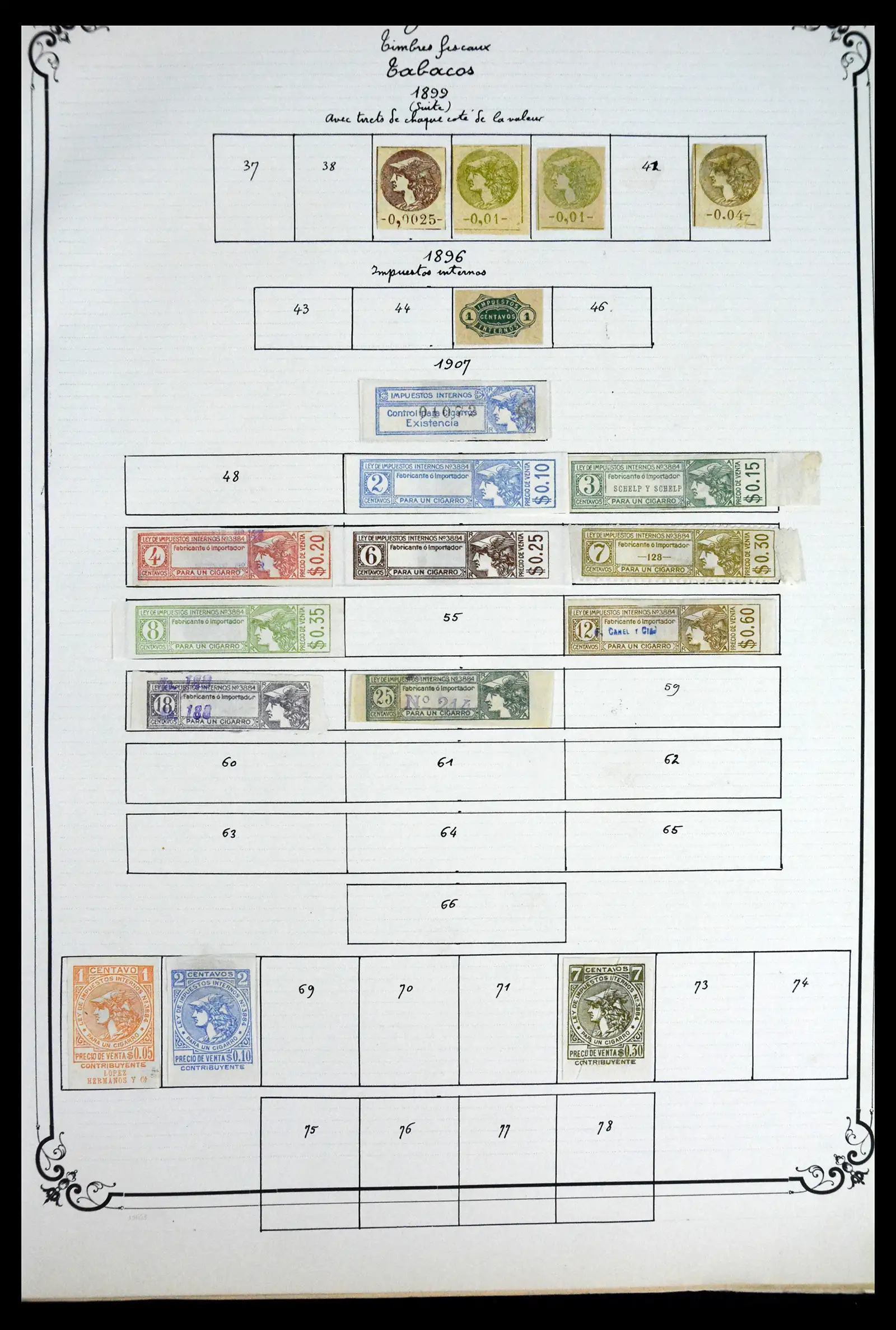 41645 0073 - Postzegelverzameling 41645 Argentinië fiscaal 1878-1920.