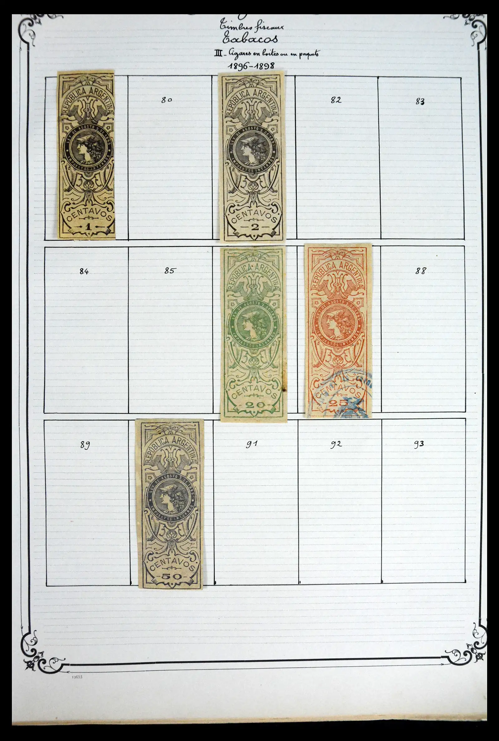 41645 0074 - Postzegelverzameling 41645 Argentinië fiscaal 1878-1920.