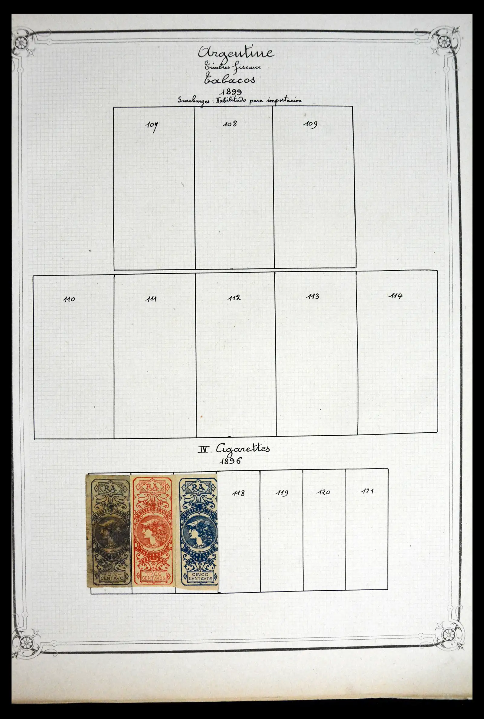 41645 0076 - Postzegelverzameling 41645 Argentinië fiscaal 1878-1920.