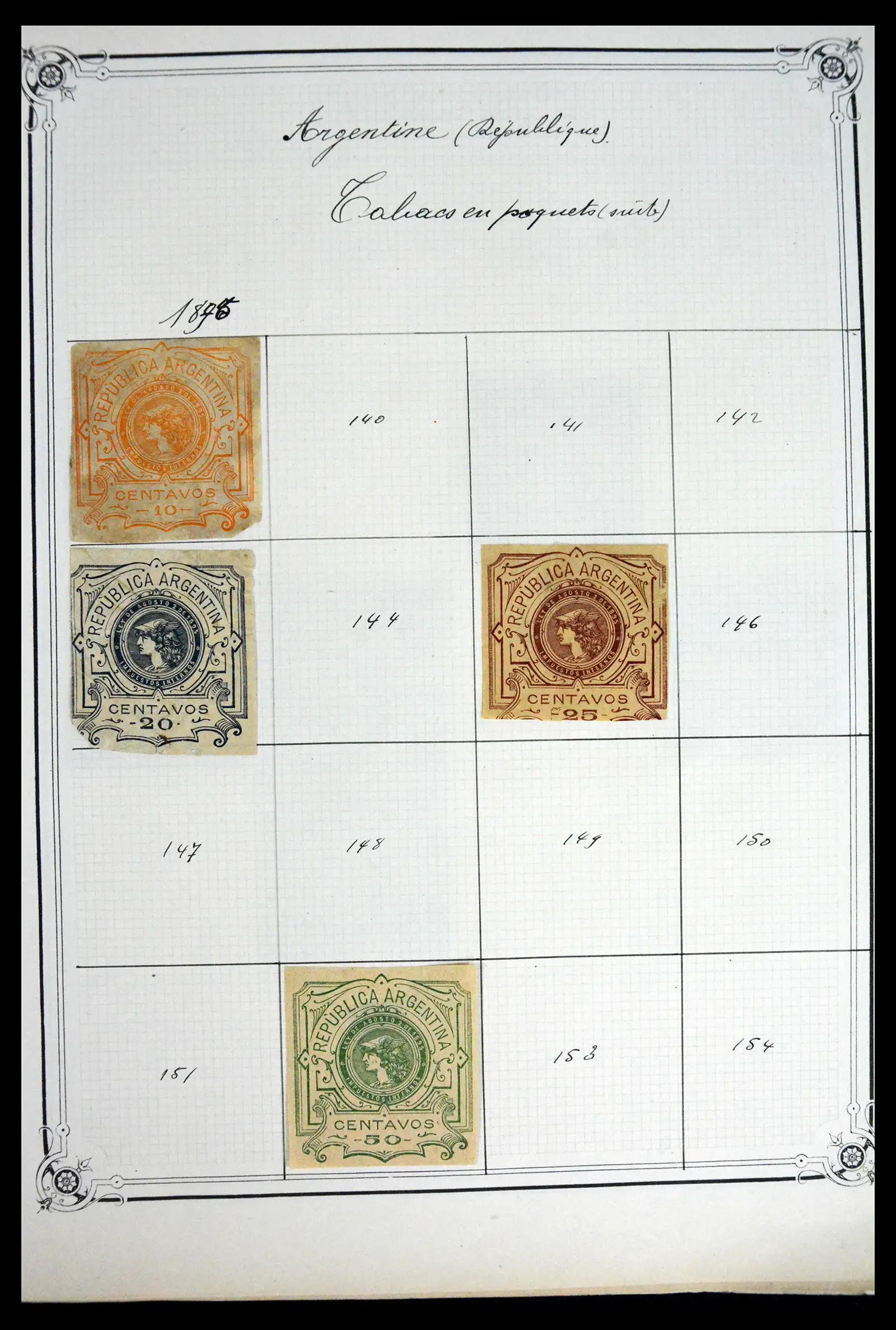 41645 0078 - Postzegelverzameling 41645 Argentinië fiscaal 1878-1920.