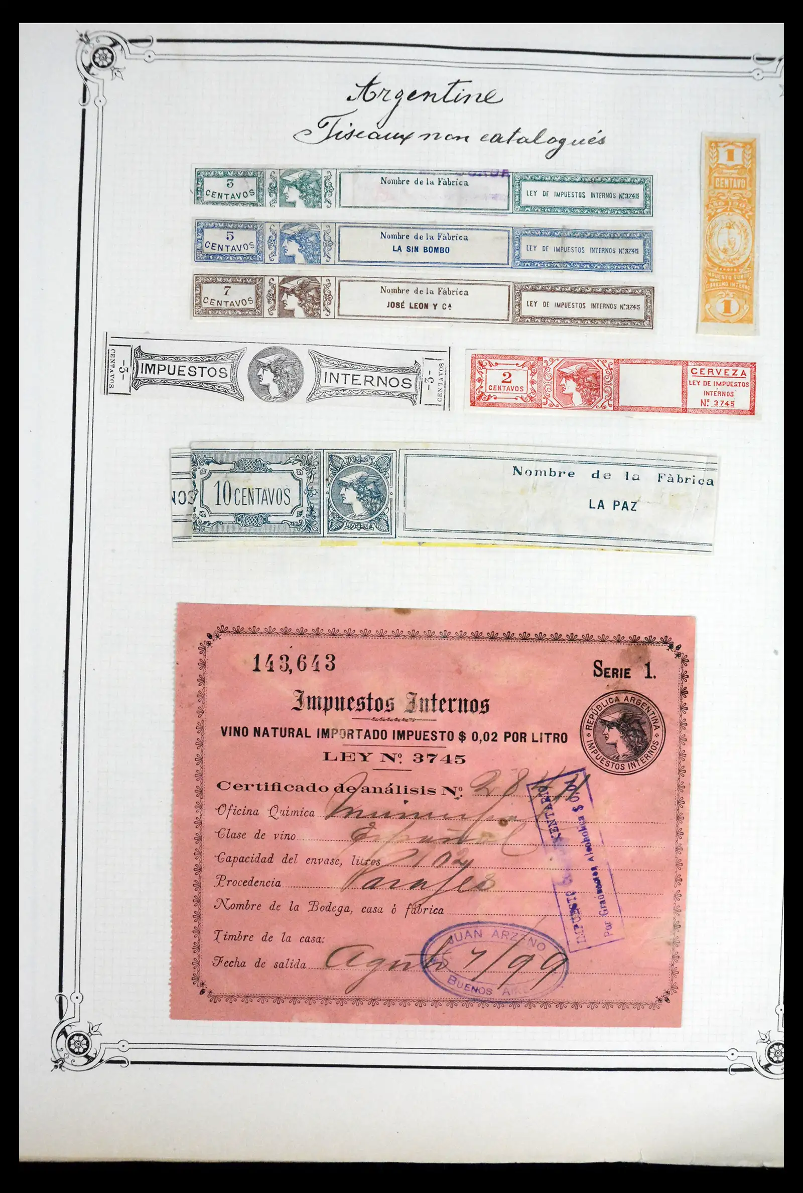 41645 0081 - Postzegelverzameling 41645 Argentinië fiscaal 1878-1920.