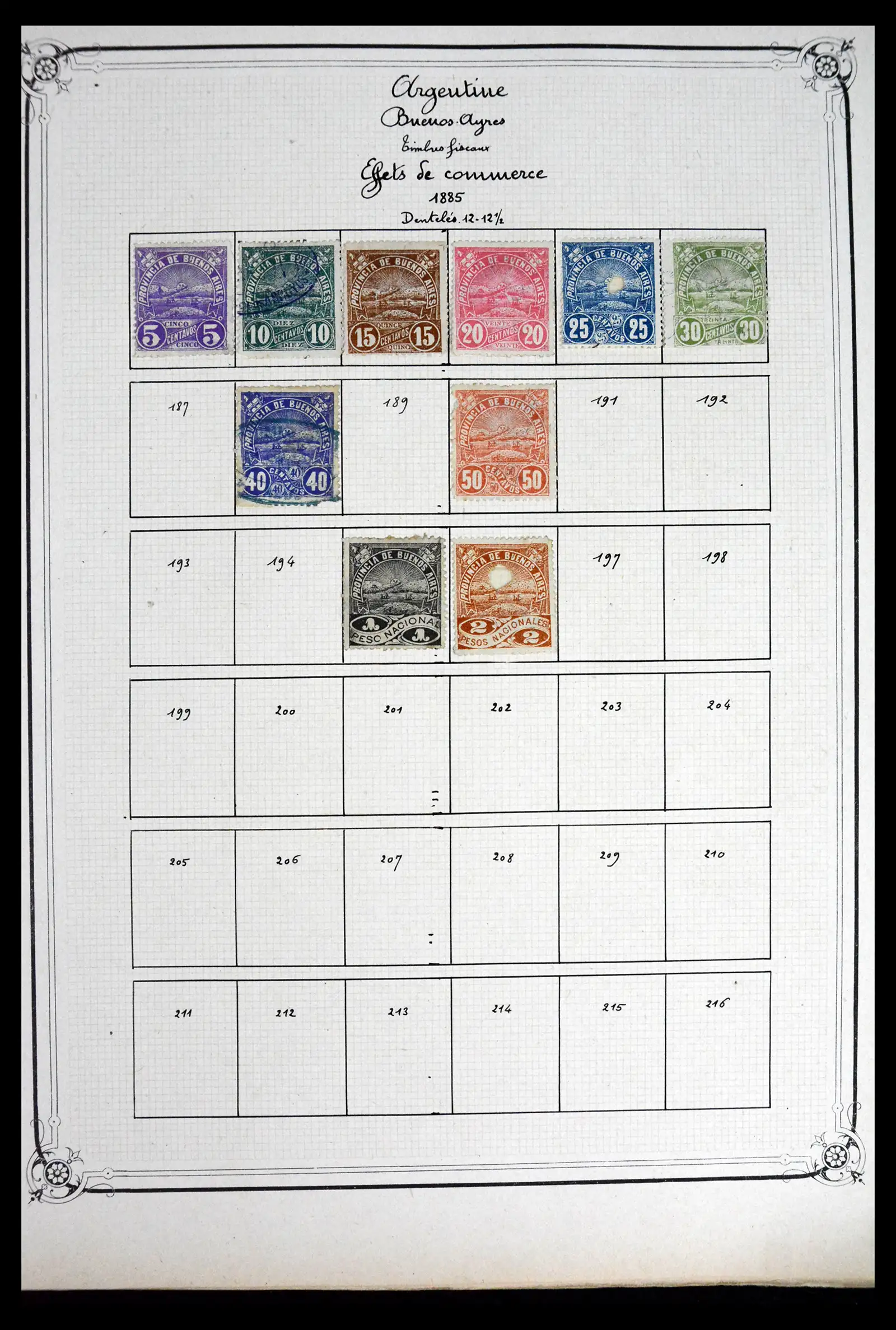 41645 0090 - Postzegelverzameling 41645 Argentinië fiscaal 1878-1920.