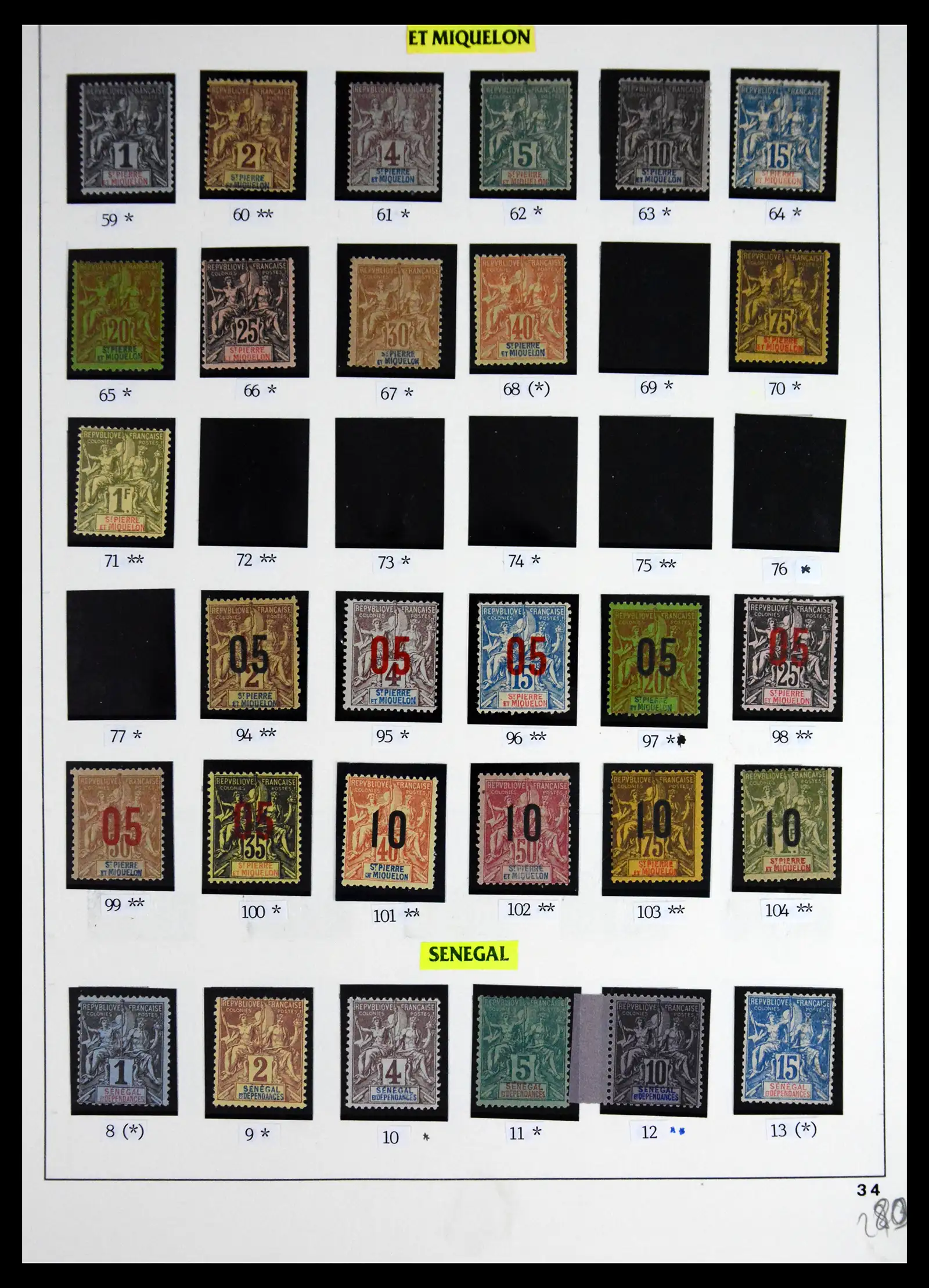 41653 0023 - Postzegelverzameling 41653 Franse koloniën klassiek 1892-1910.