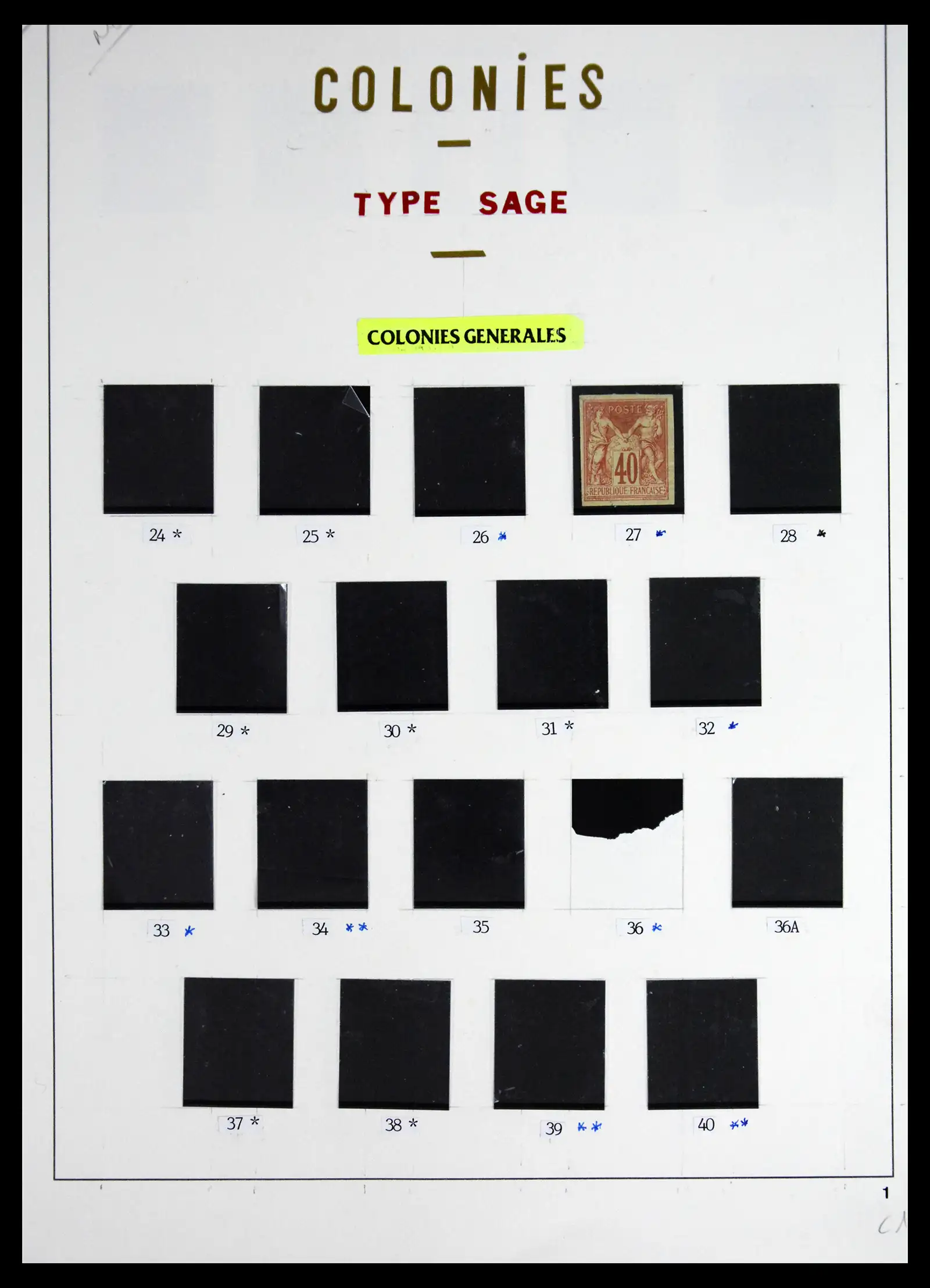 41653 0026 - Postzegelverzameling 41653 Franse koloniën klassiek 1892-1910.