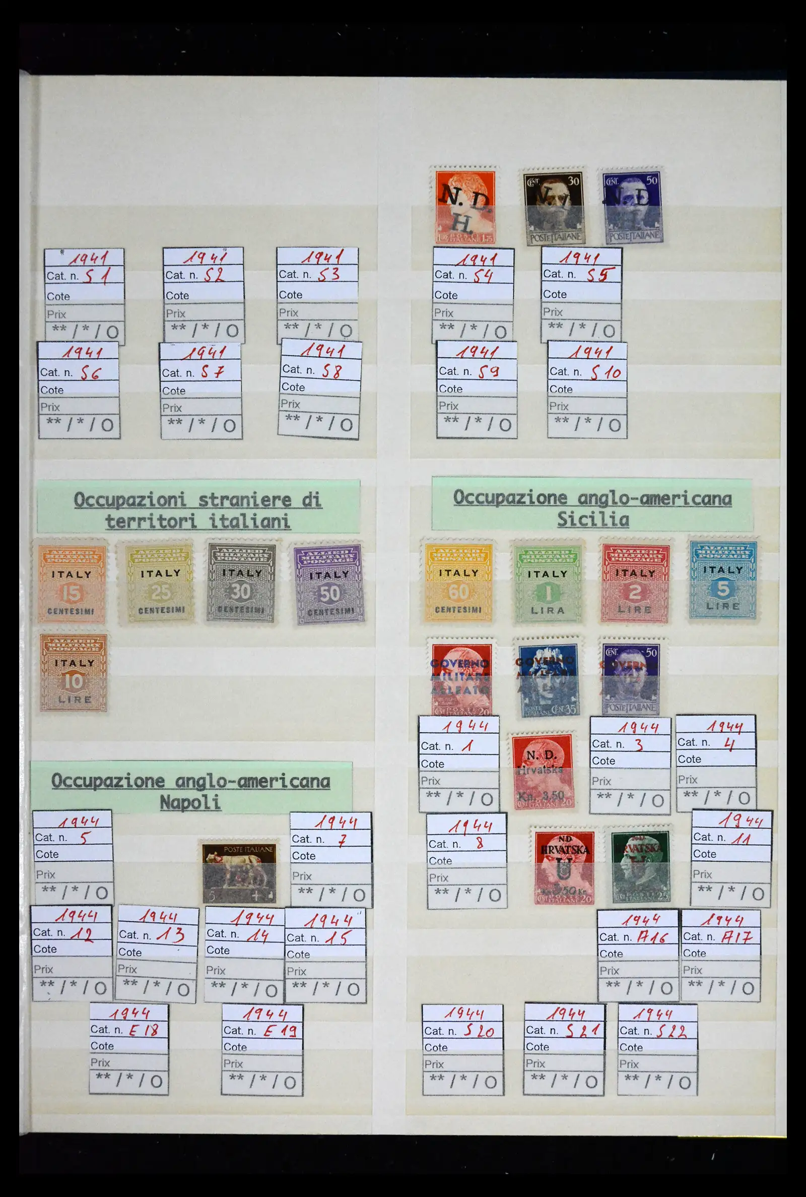 41662 0058 - Postzegelverzameling 41662 Italië BOB / bezetting / gebieden 1893-1955.