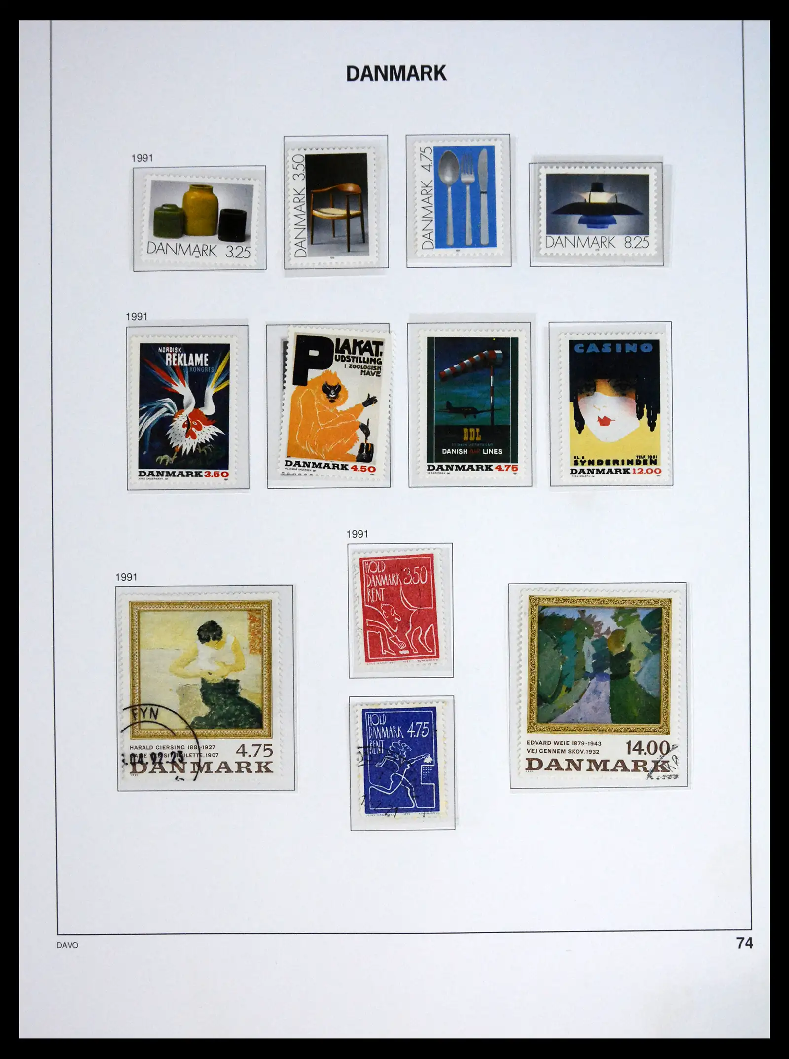 41672 0074 - Postzegelverzameling 41672 Denemarken 1851-2013.