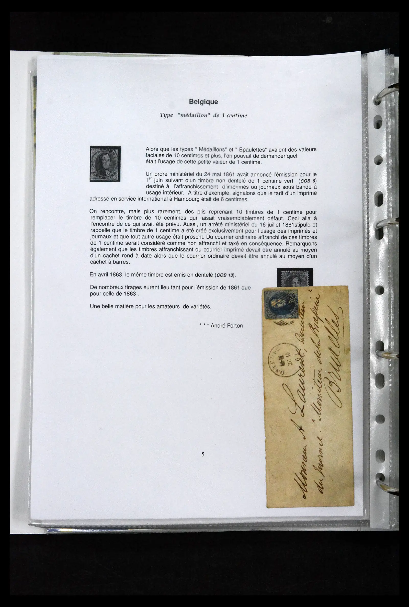 41673 0011 - Stamp collection 41673 Belgium specialised 1807-1945.