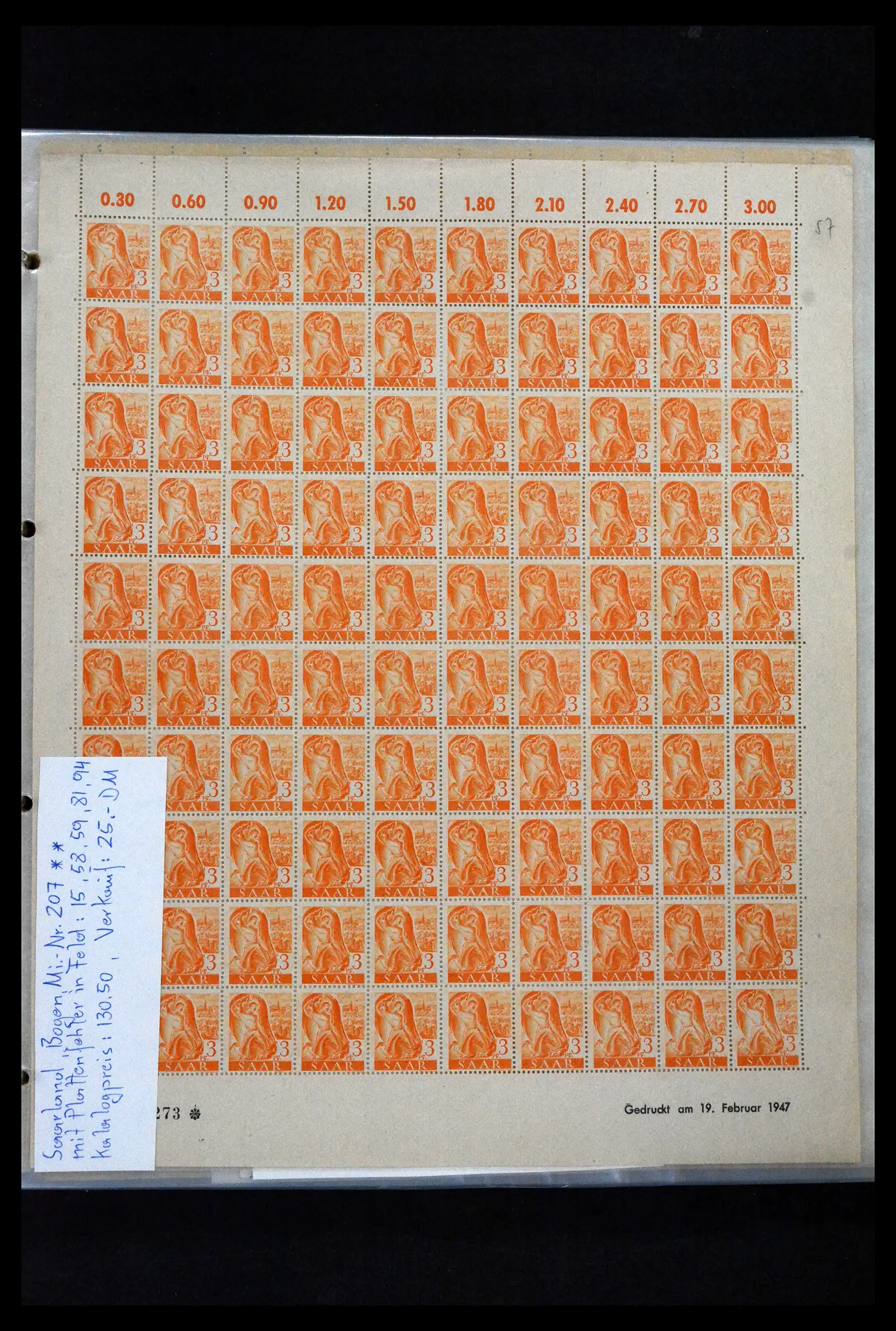 41674 0038 - Stamp collection 41674 Germany zones complete sheets 1945-1950.