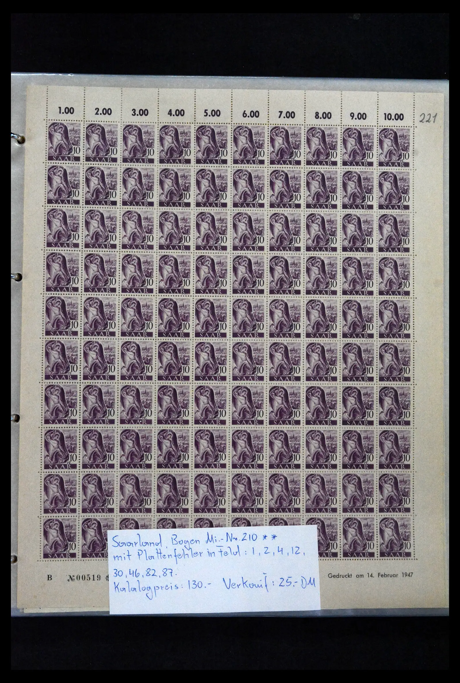 41674 0042 - Stamp collection 41674 Germany zones complete sheets 1945-1950.