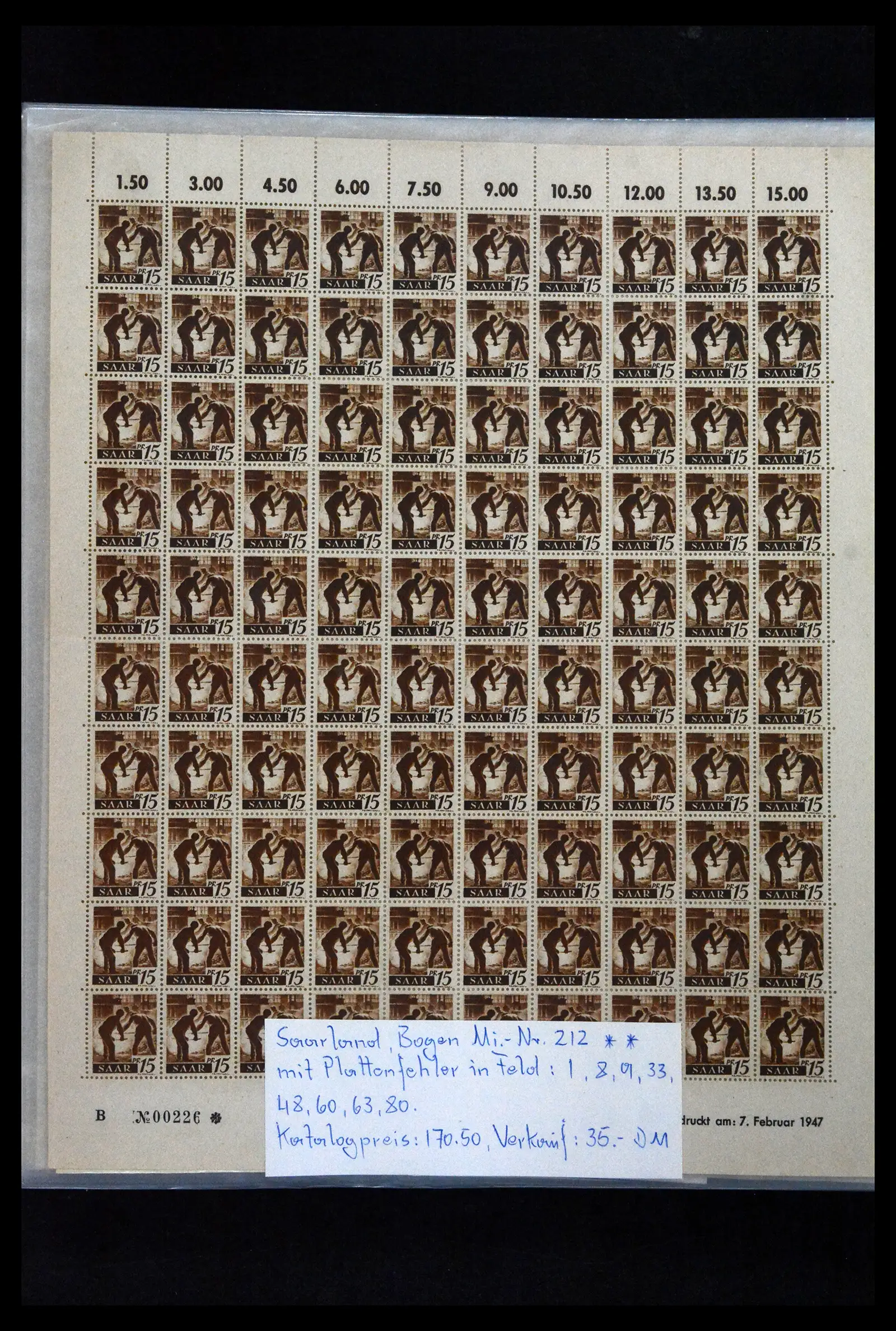41674 0045 - Stamp collection 41674 Germany zones complete sheets 1945-1950.