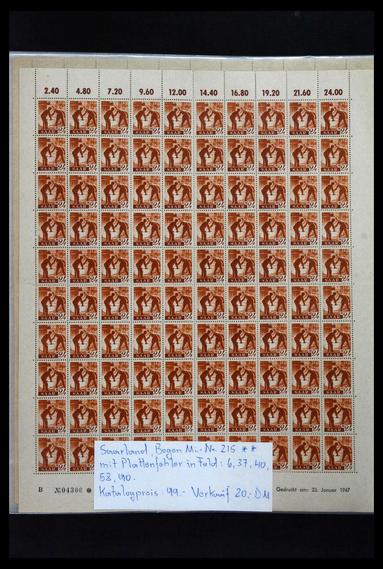 41674 0051 - Stamp collection 41674 Germany zones complete sheets 1945-1950.