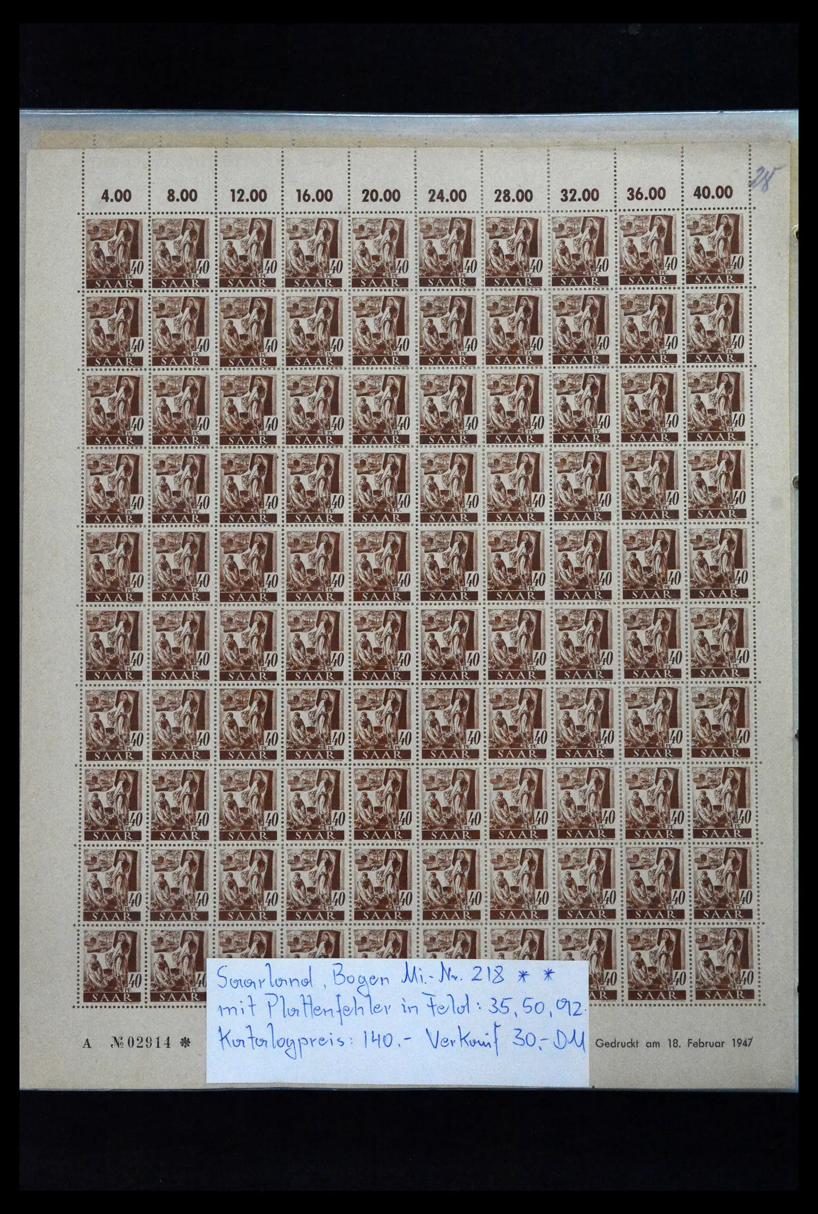 41674 0055 - Stamp collection 41674 Germany zones complete sheets 1945-1950.