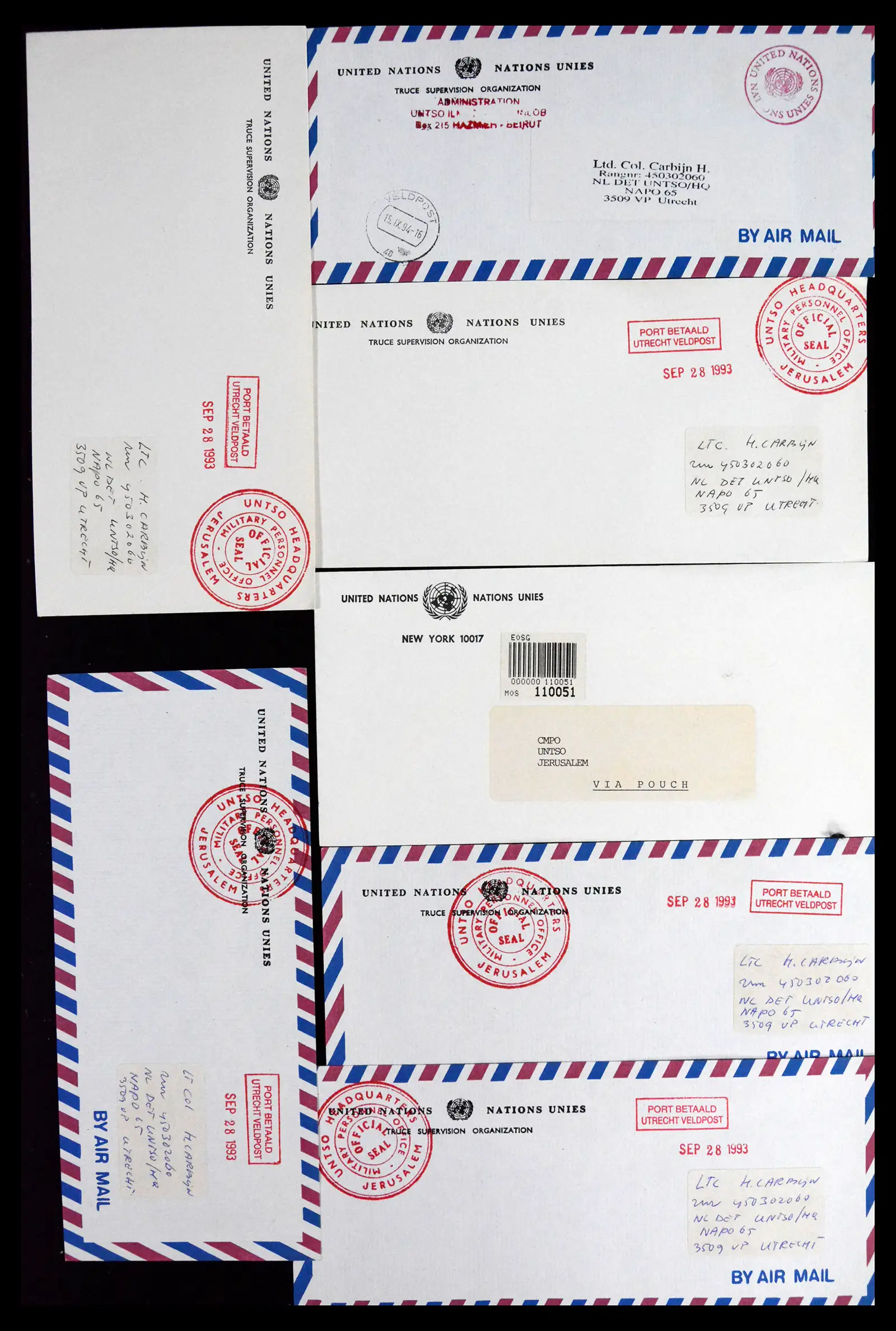 41682 0002 - Postzegelverzameling 41682 Nederland brieven VN vredesmissies 1979-1999.