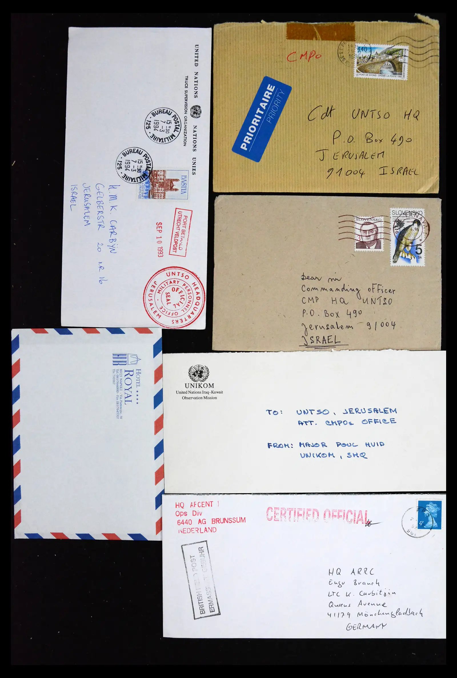 41682 0005 - Postzegelverzameling 41682 Nederland brieven VN vredesmissies 1979-1999.