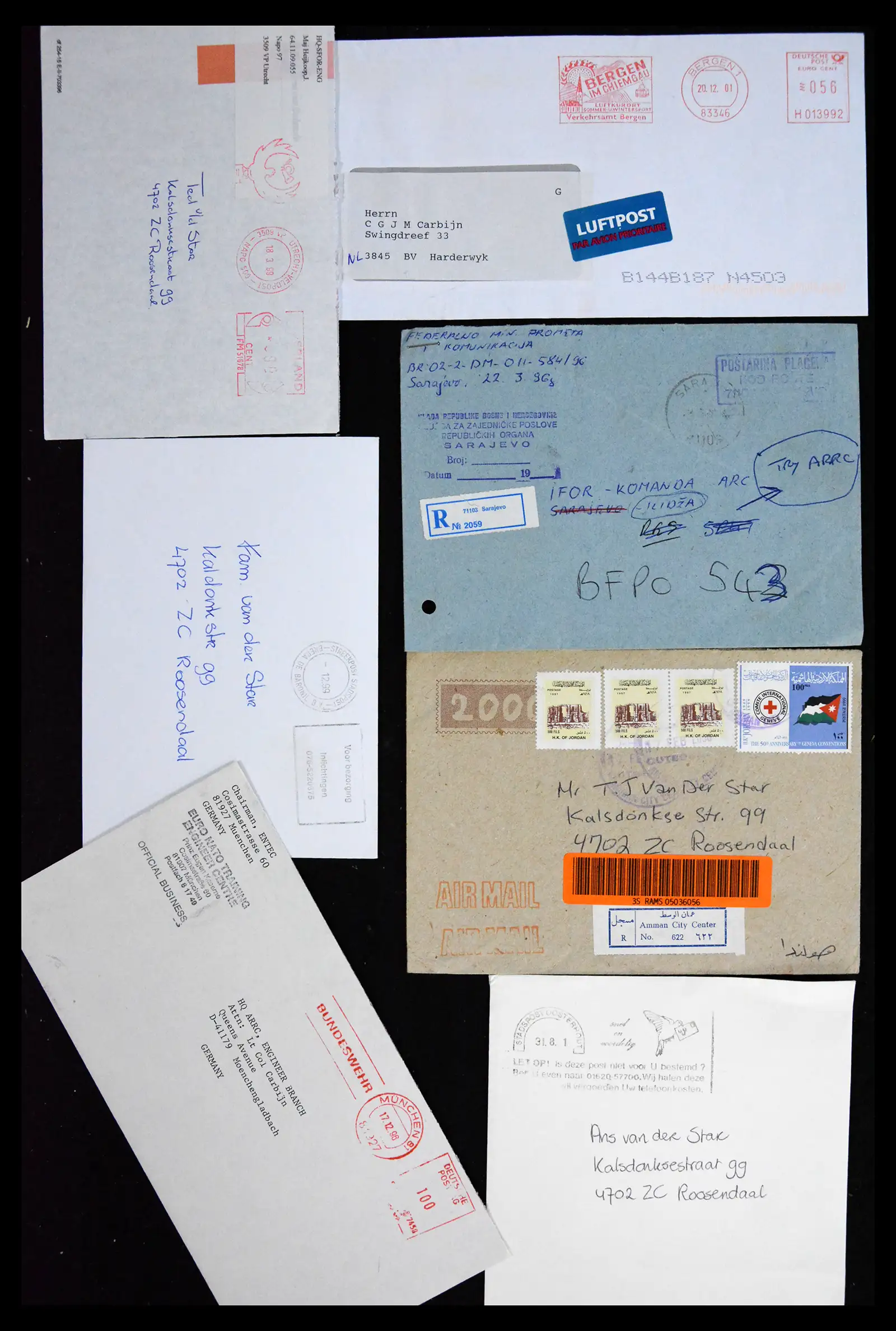 41682 0006 - Postzegelverzameling 41682 Nederland brieven VN vredesmissies 1979-1999.