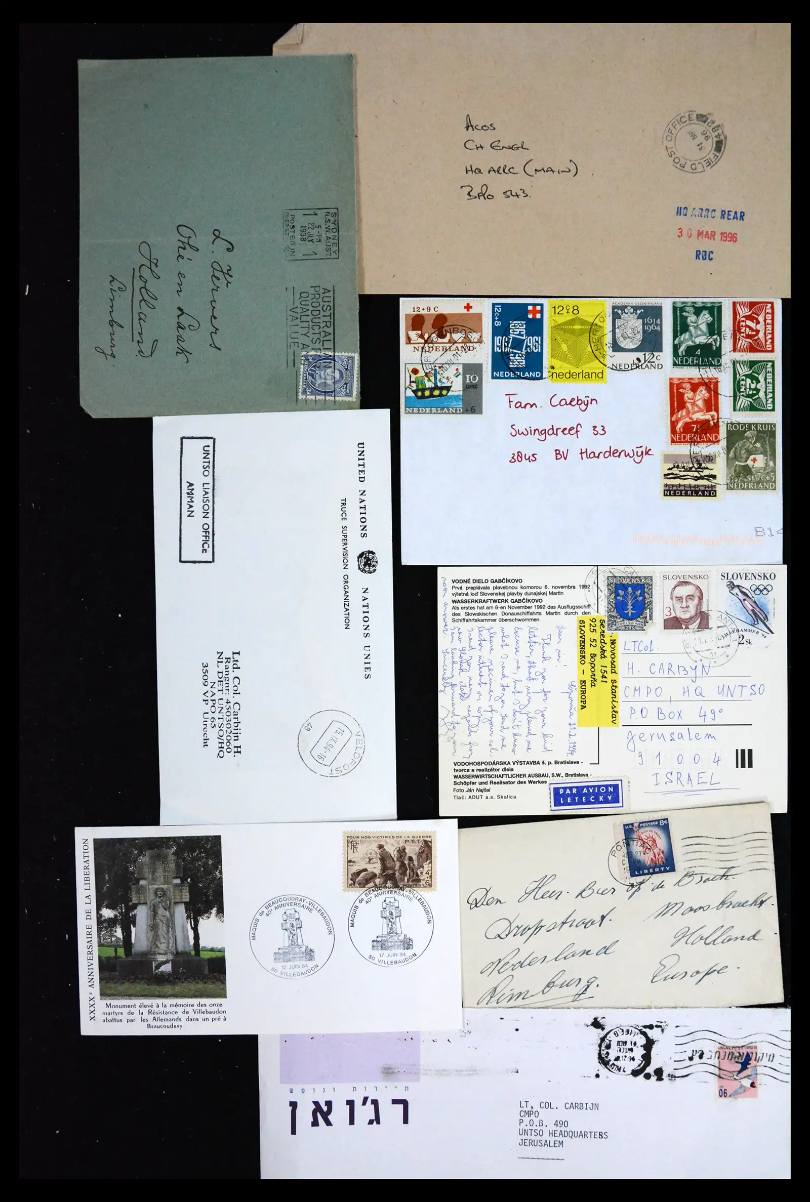 41682 0008 - Postzegelverzameling 41682 Nederland brieven VN vredesmissies 1979-1999.