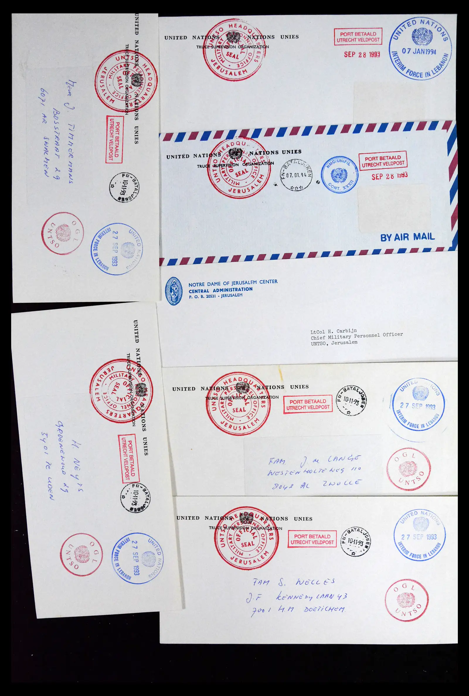41682 0011 - Postzegelverzameling 41682 Nederland brieven VN vredesmissies 1979-1999.