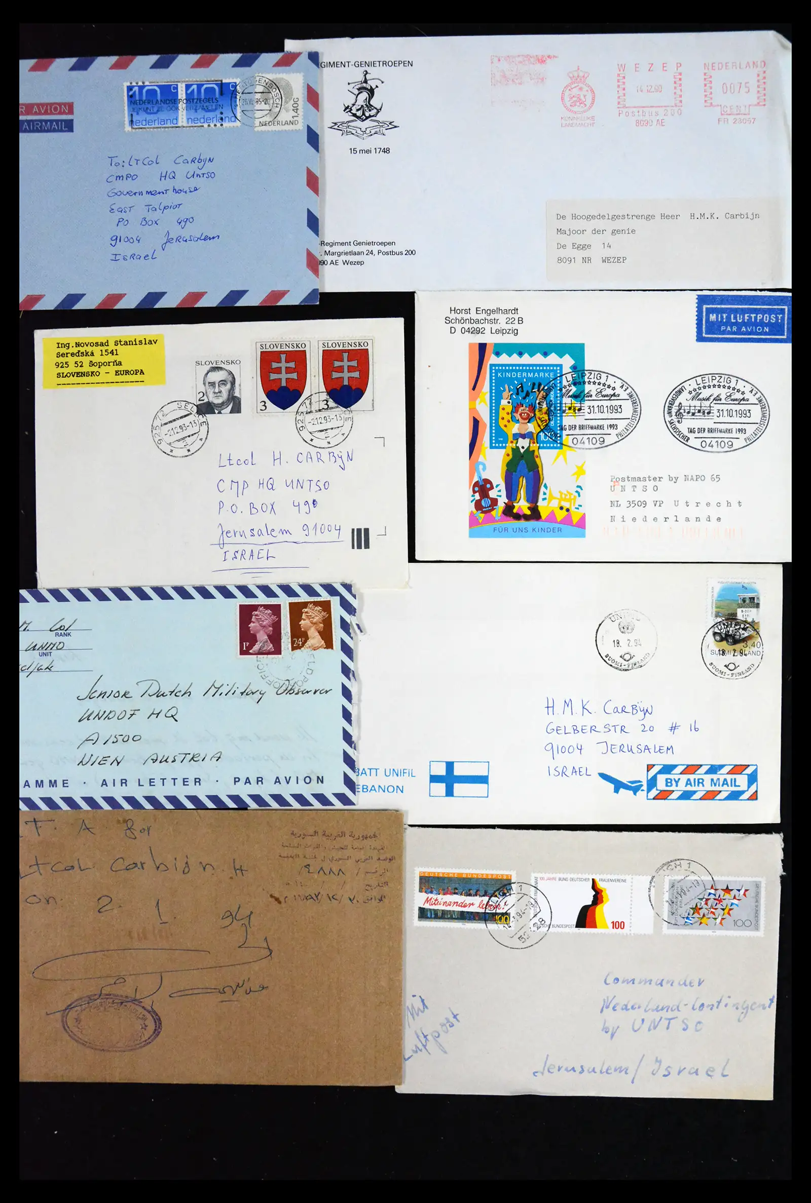 41682 0013 - Postzegelverzameling 41682 Nederland brieven VN vredesmissies 1979-1999.