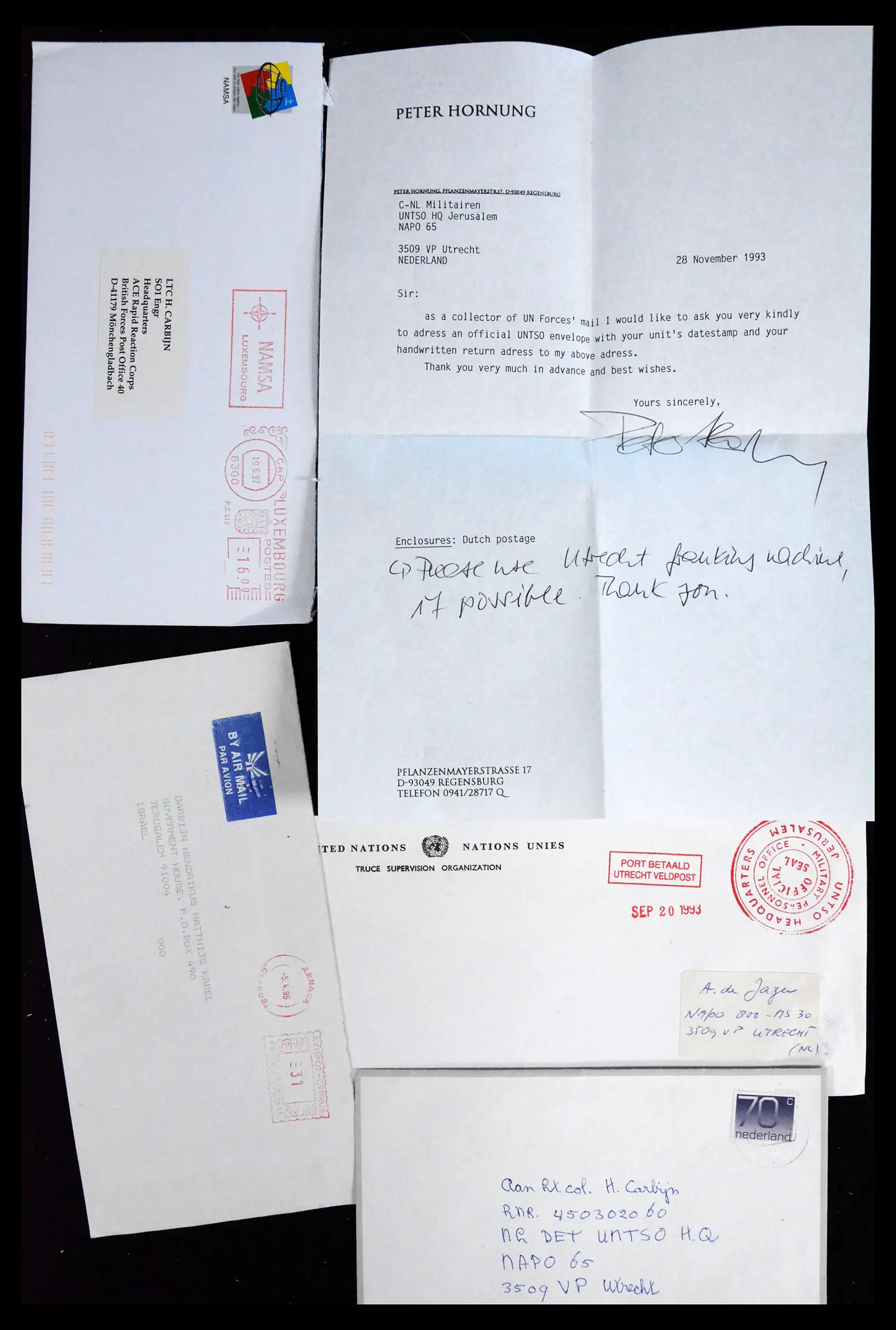 41682 0014 - Postzegelverzameling 41682 Nederland brieven VN vredesmissies 1979-1999.