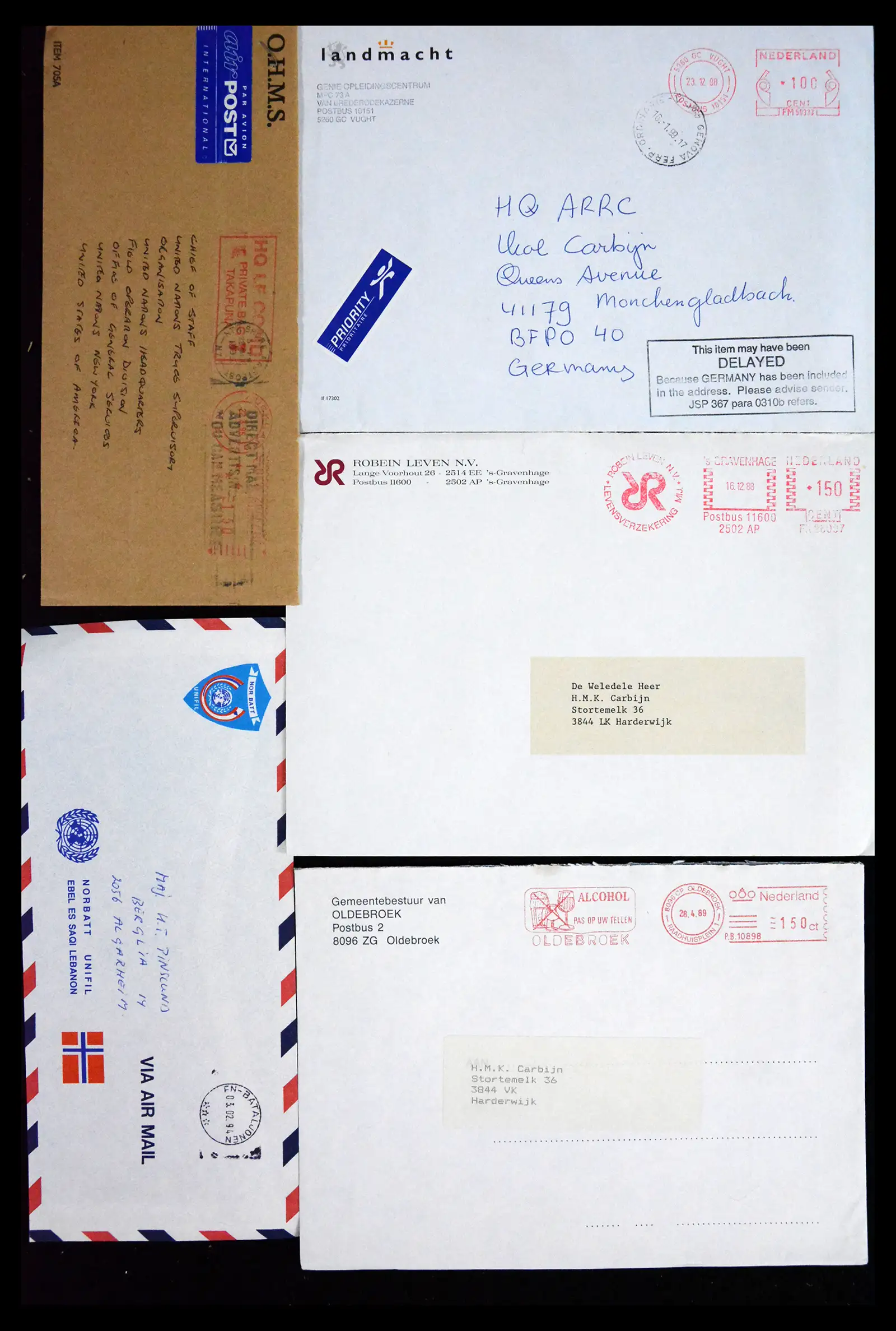 41682 0017 - Postzegelverzameling 41682 Nederland brieven VN vredesmissies 1979-1999.