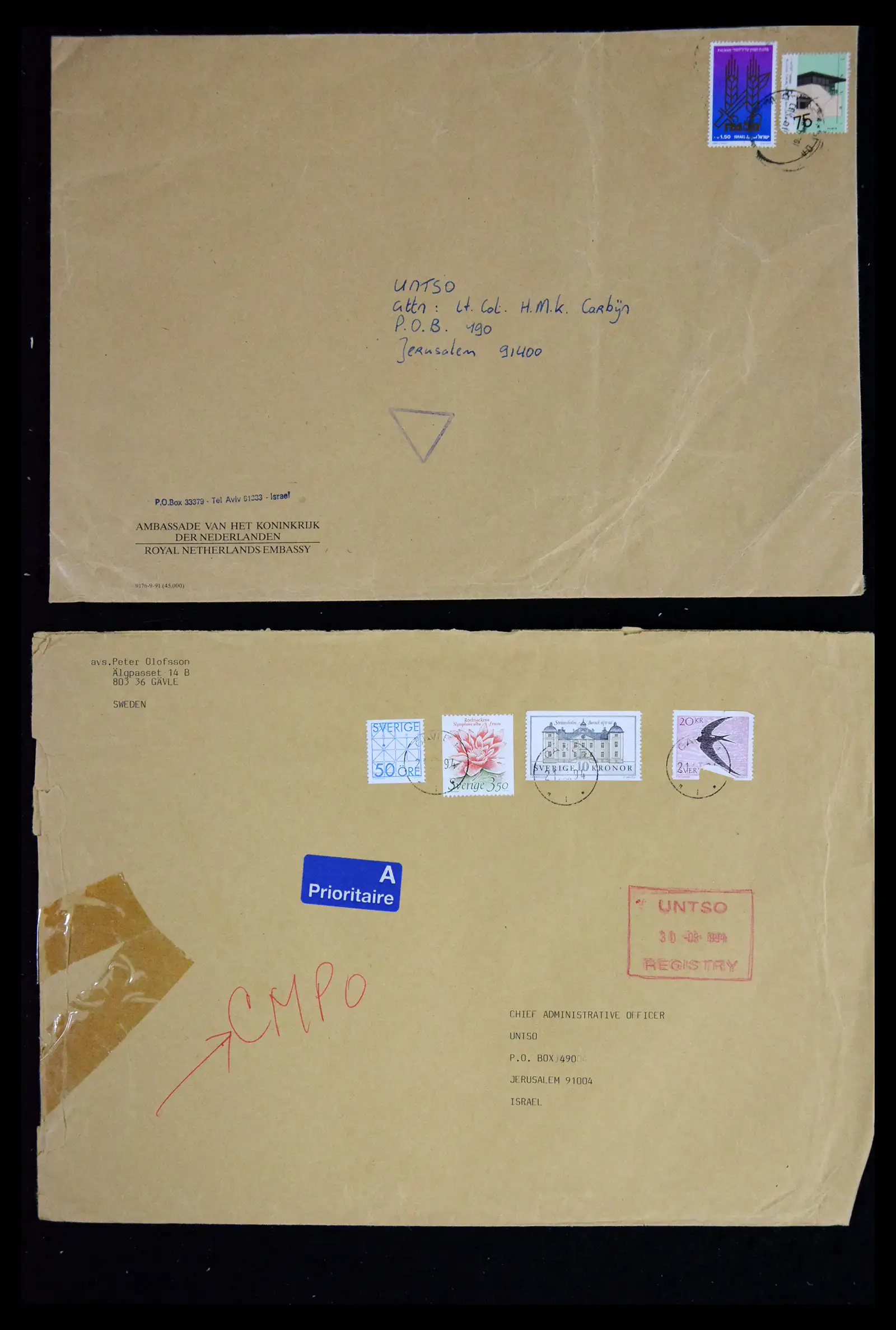 41682 0019 - Postzegelverzameling 41682 Nederland brieven VN vredesmissies 1979-1999.