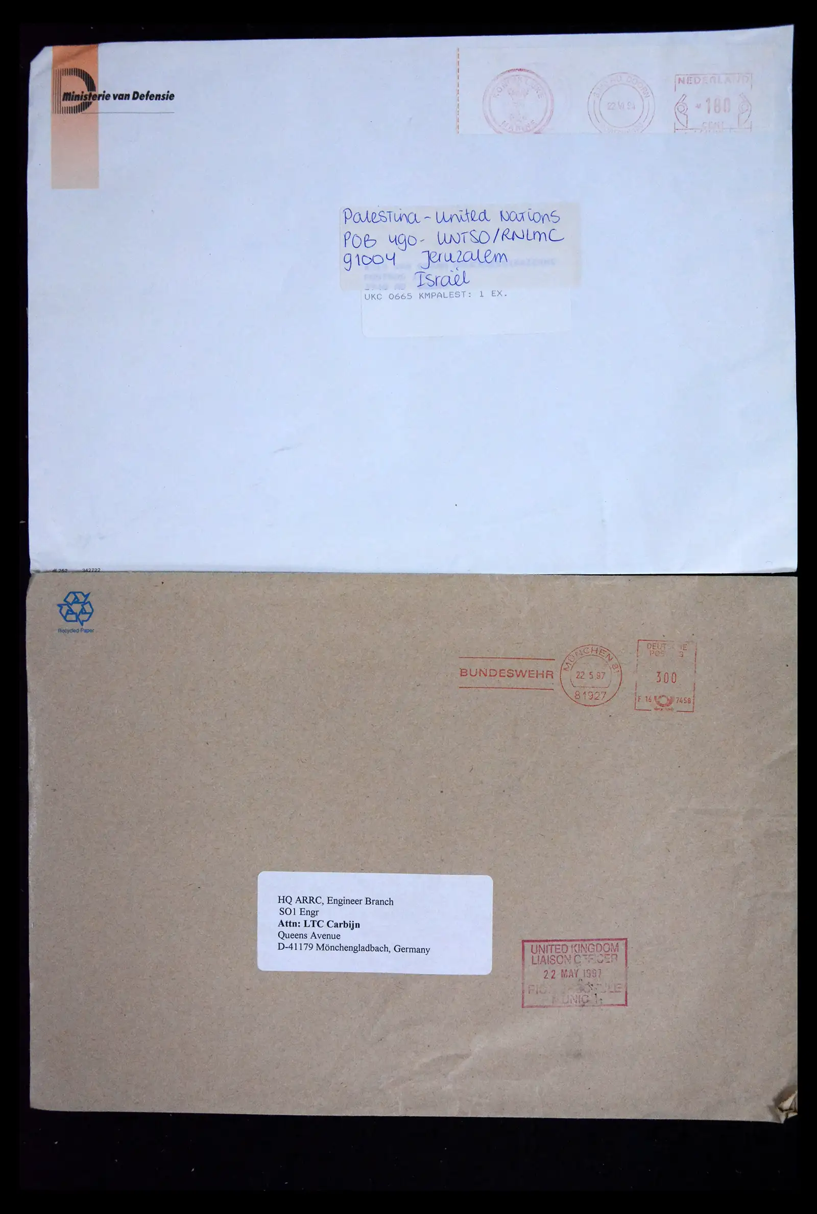 41682 0020 - Postzegelverzameling 41682 Nederland brieven VN vredesmissies 1979-1999.